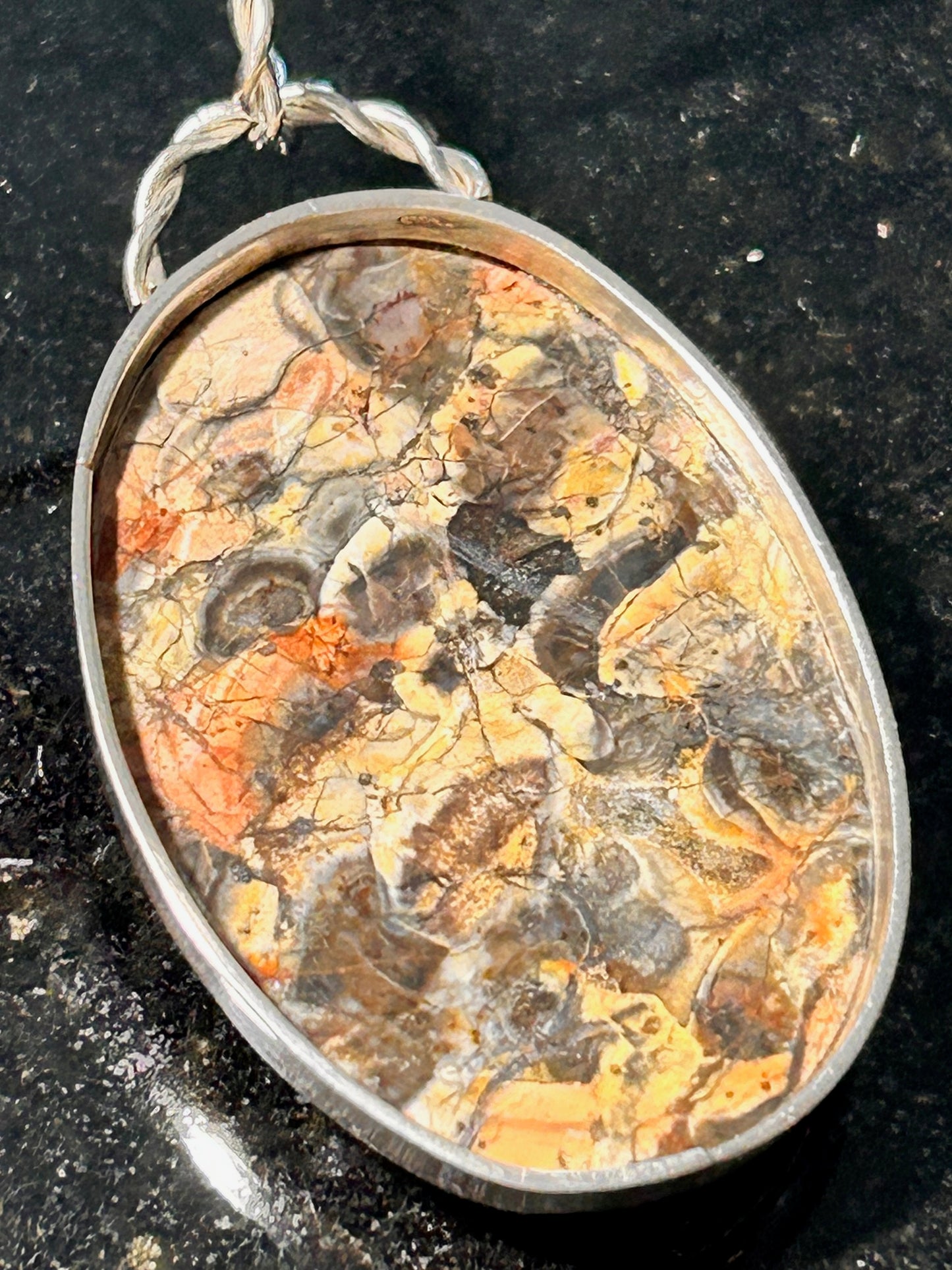 Mushroom Rhyolite Oval Pendant