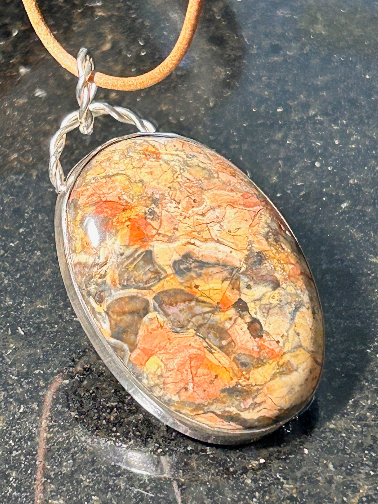 Mushroom Rhyolite Oval Pendant