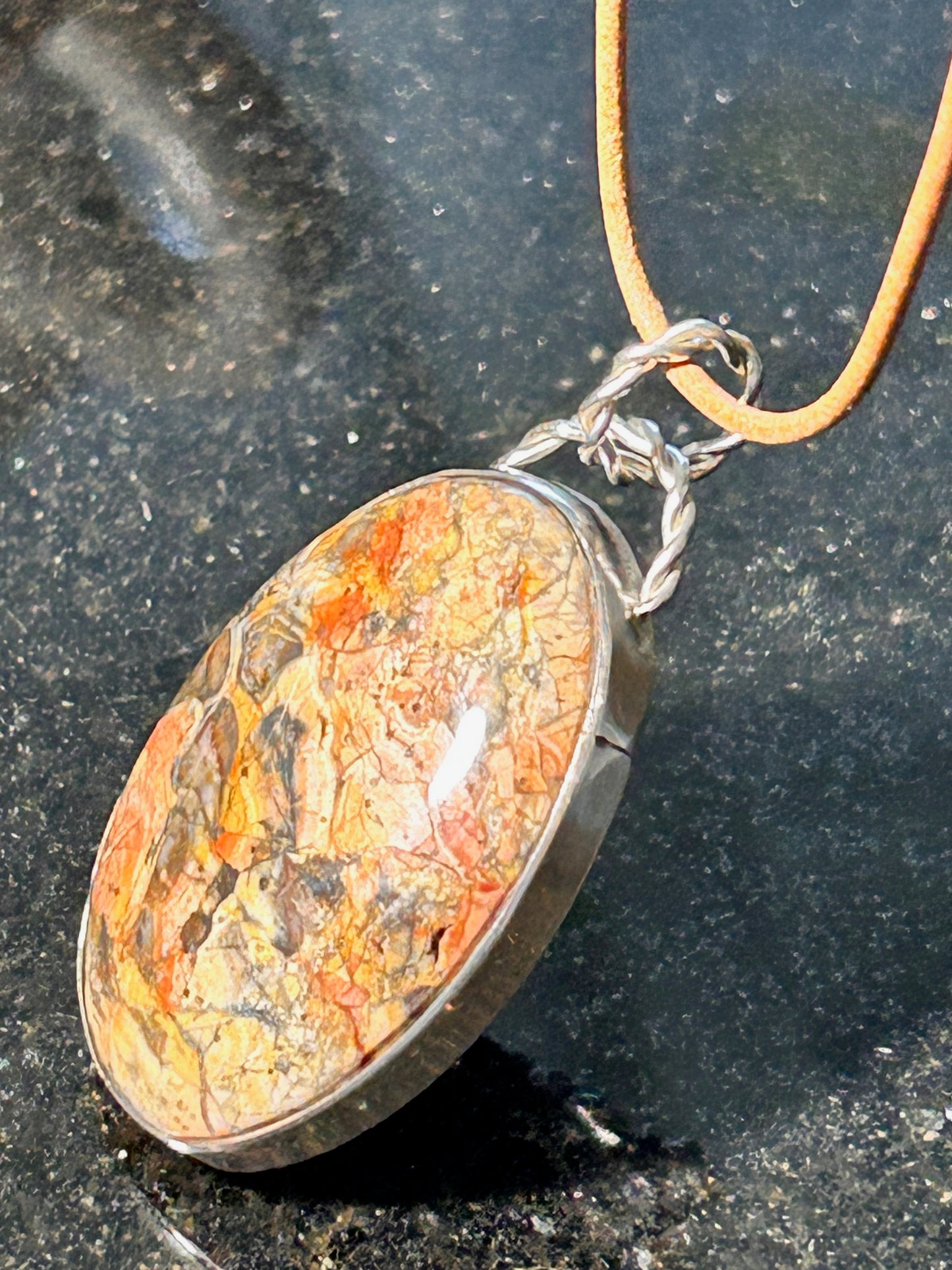 Mushroom Rhyolite Oval Pendant