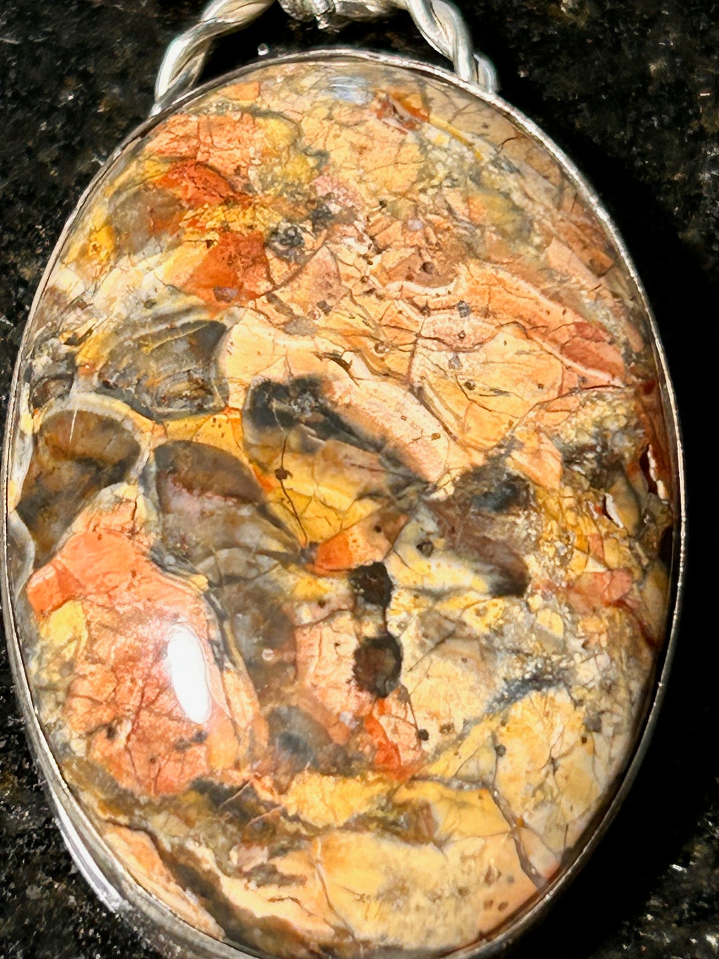 Mushroom Rhyolite Oval Pendant
