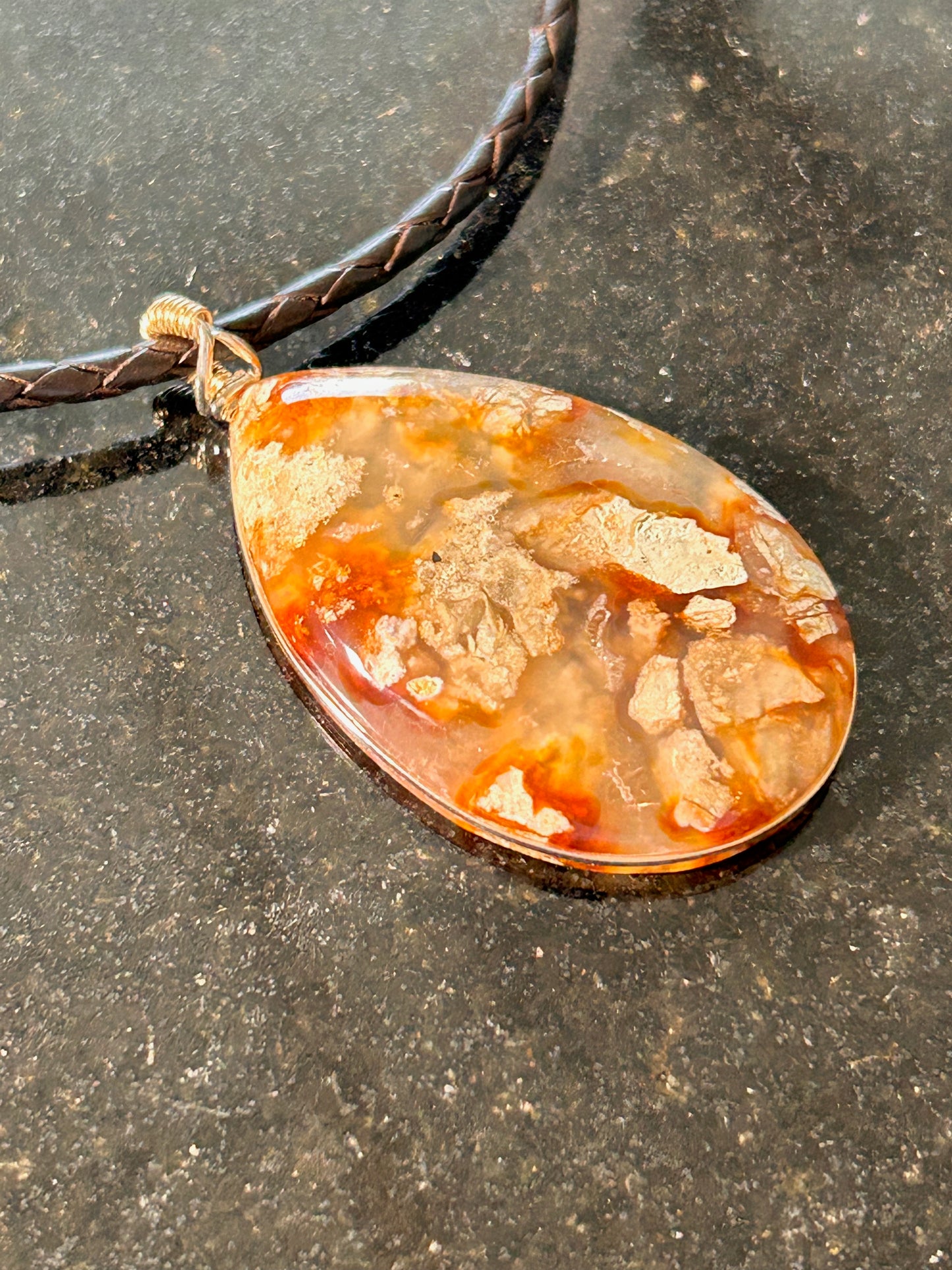 Serpentine Chalcedony Teardrop Pendant