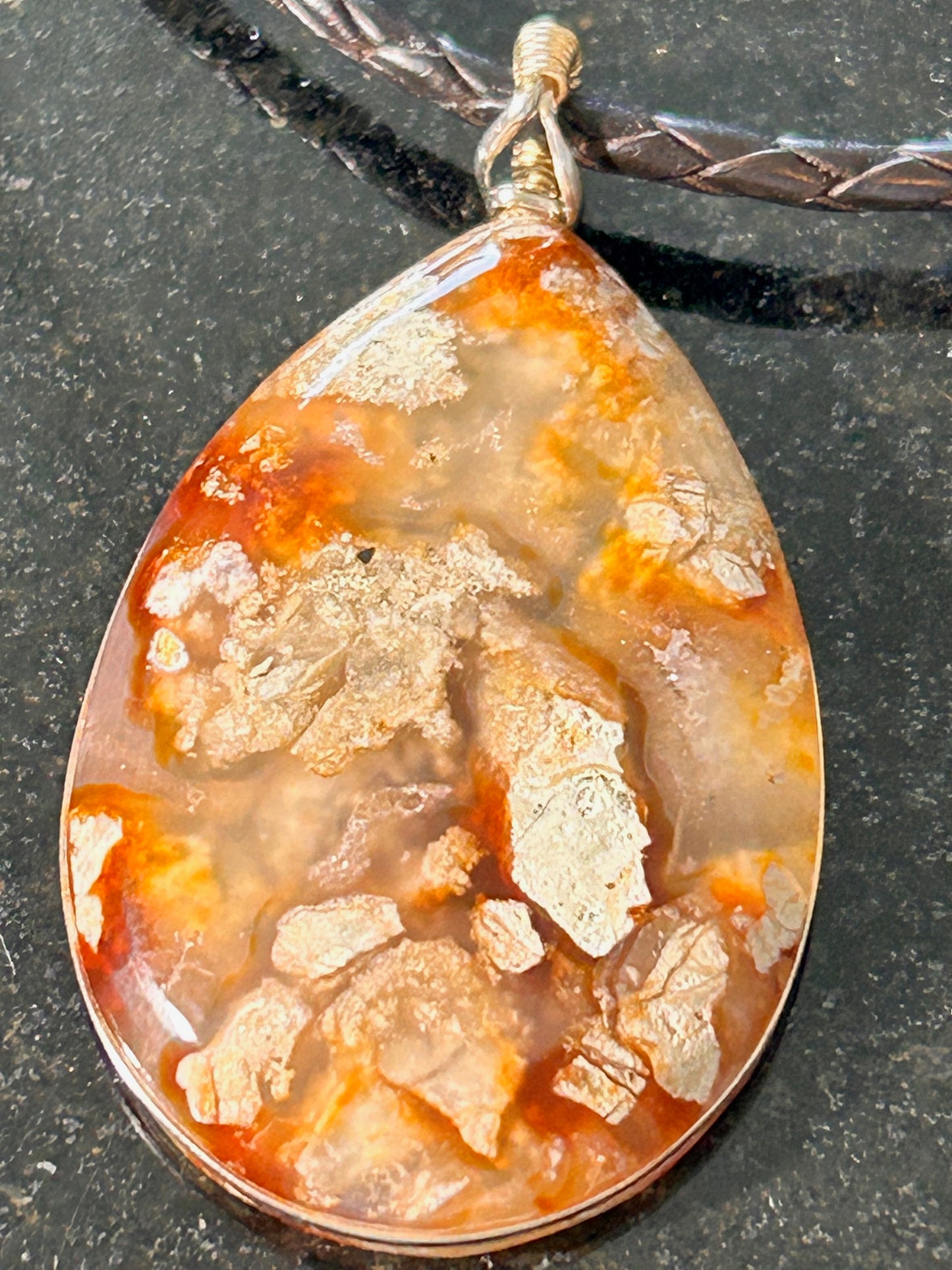 Serpentine Chalcedony Teardrop Pendant