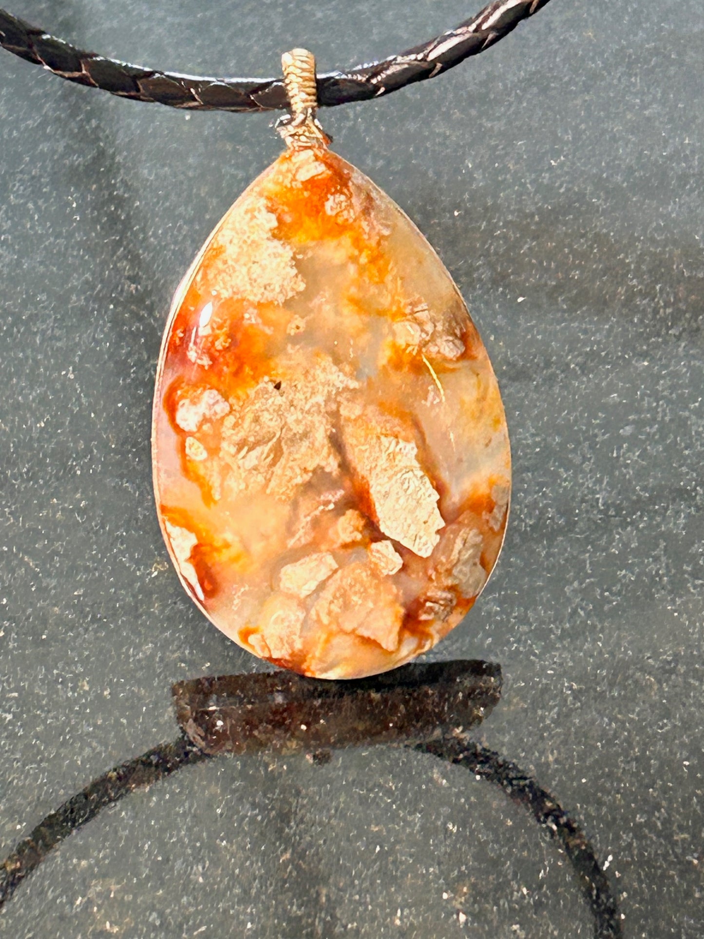 Serpentine Chalcedony Teardrop Pendant