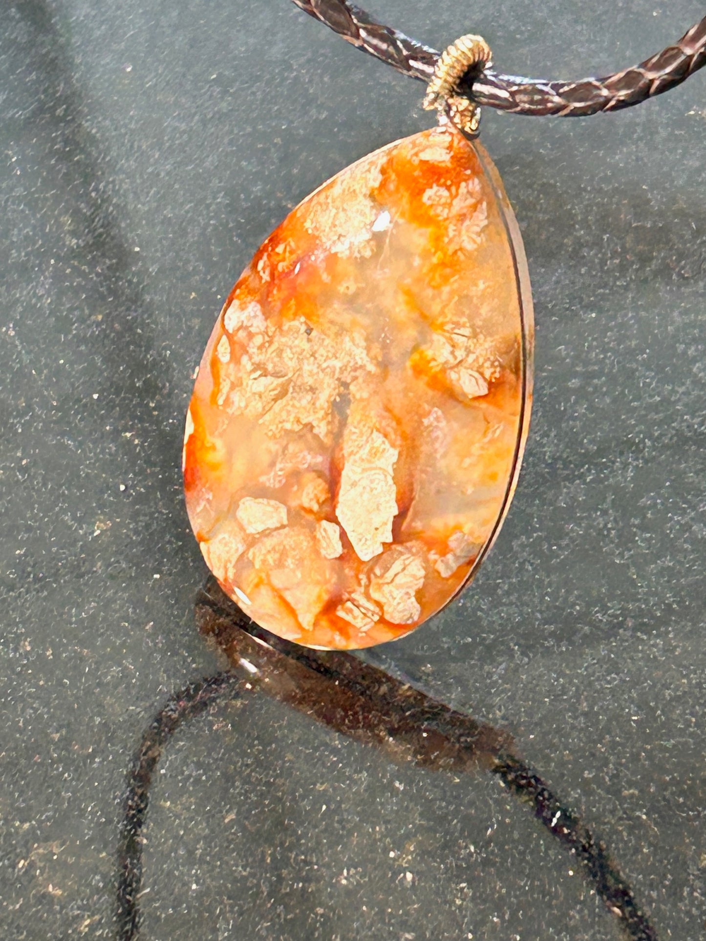 Serpentine Chalcedony Teardrop Pendant