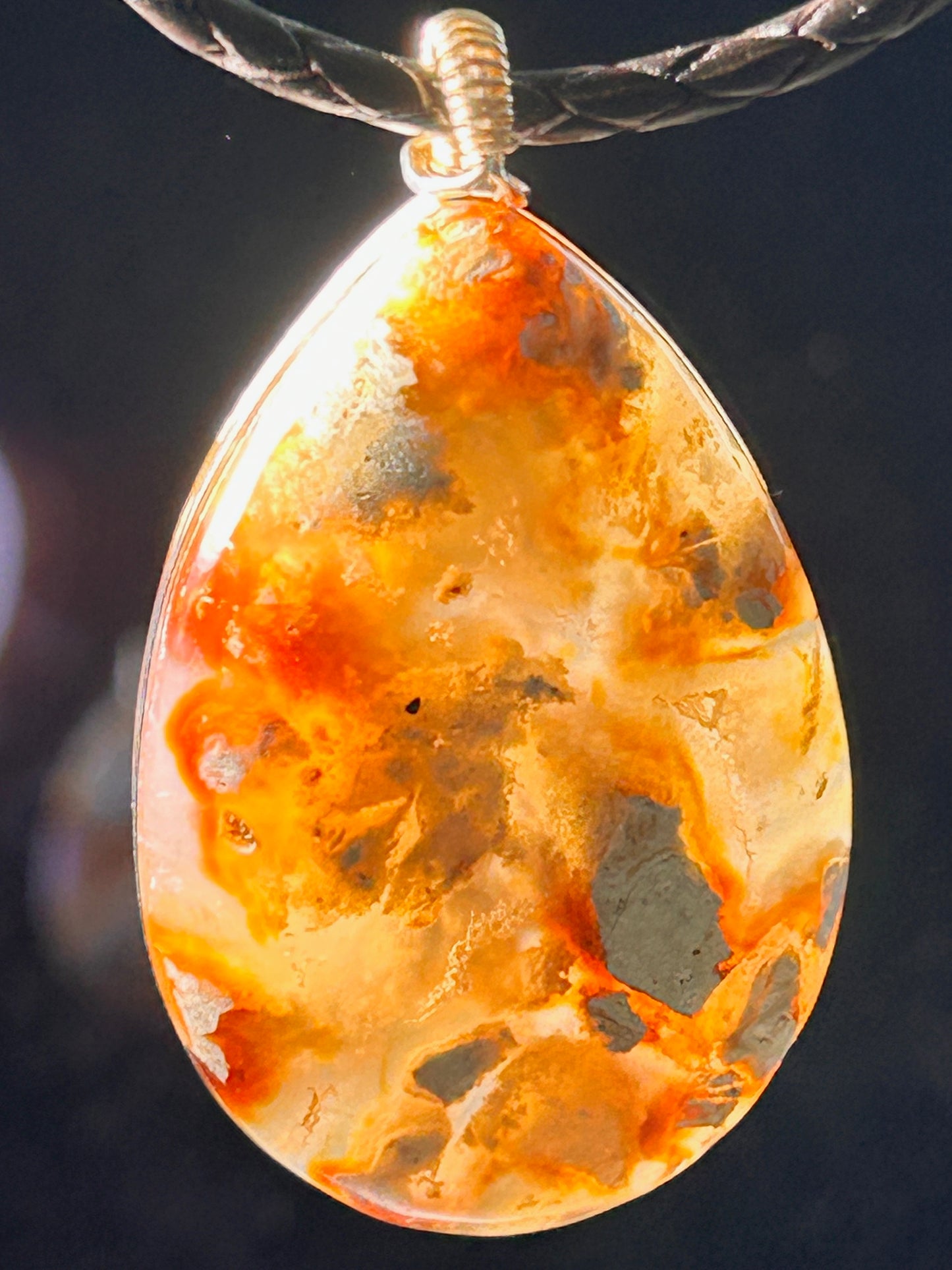 Serpentine Chalcedony Teardrop Pendant