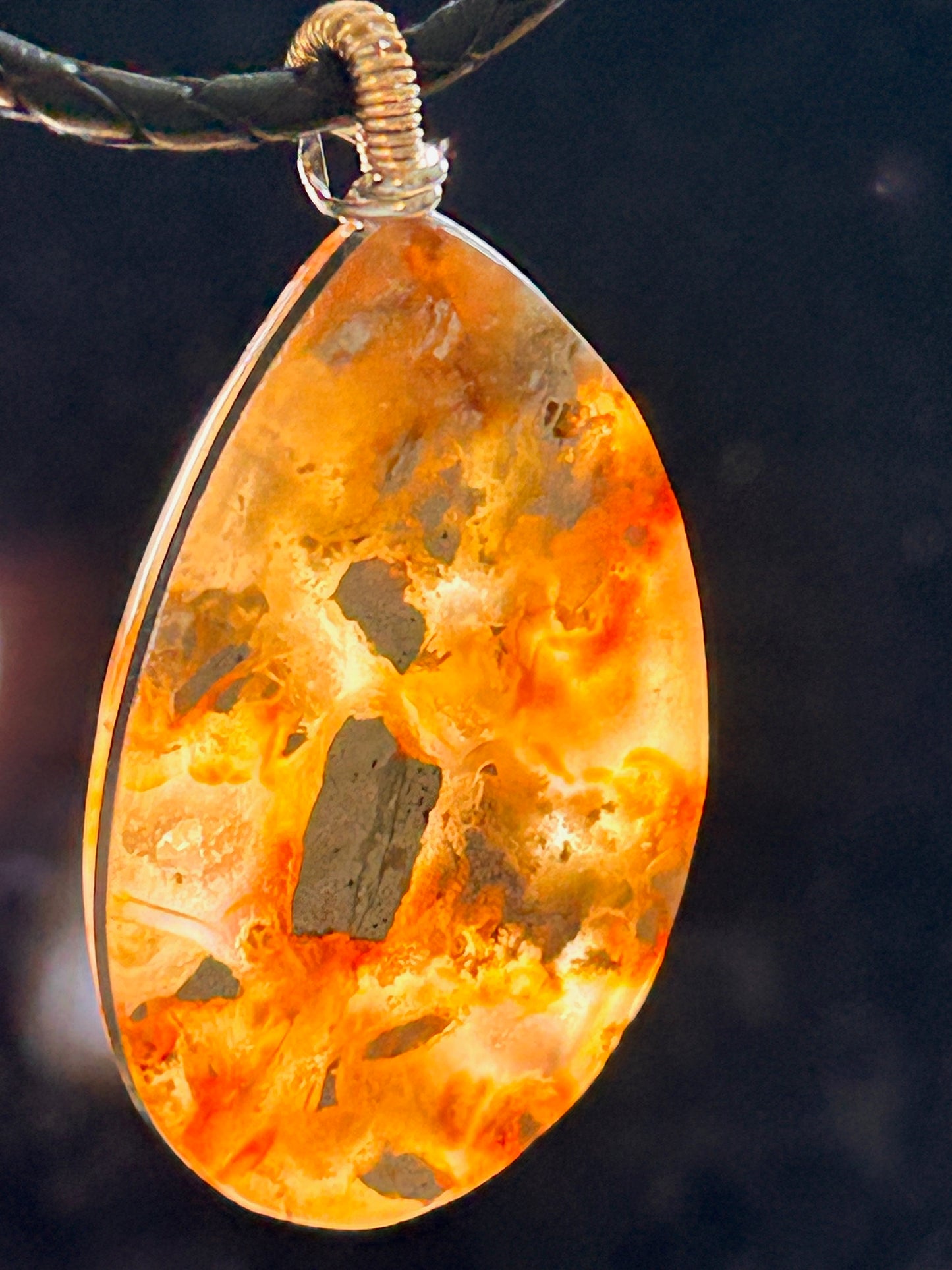 Serpentine Chalcedony Teardrop Pendant