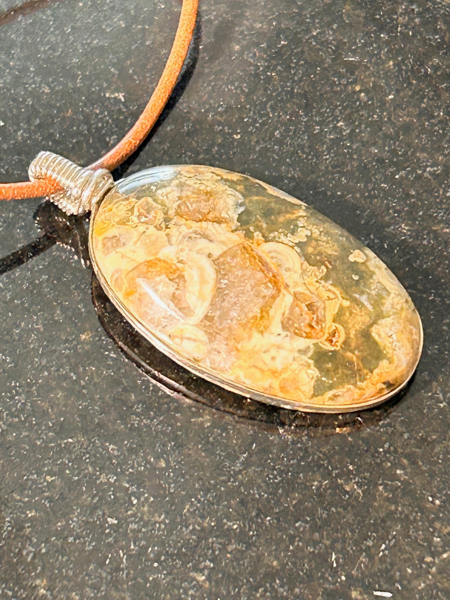 Mushroom Rhyolite Oval Pendant