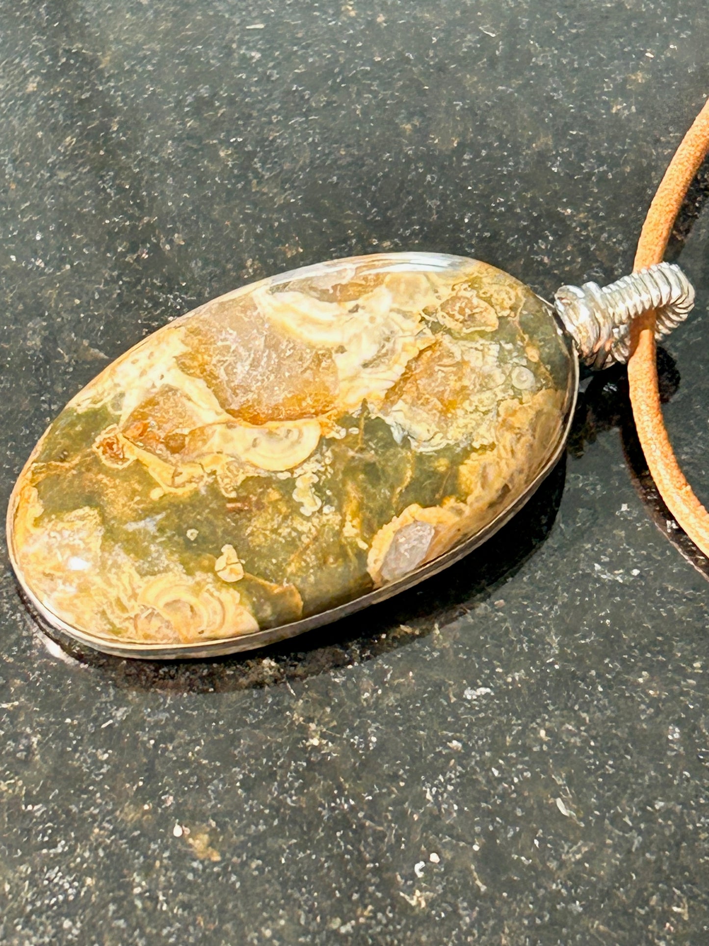 Mushroom Rhyolite Oval Pendant