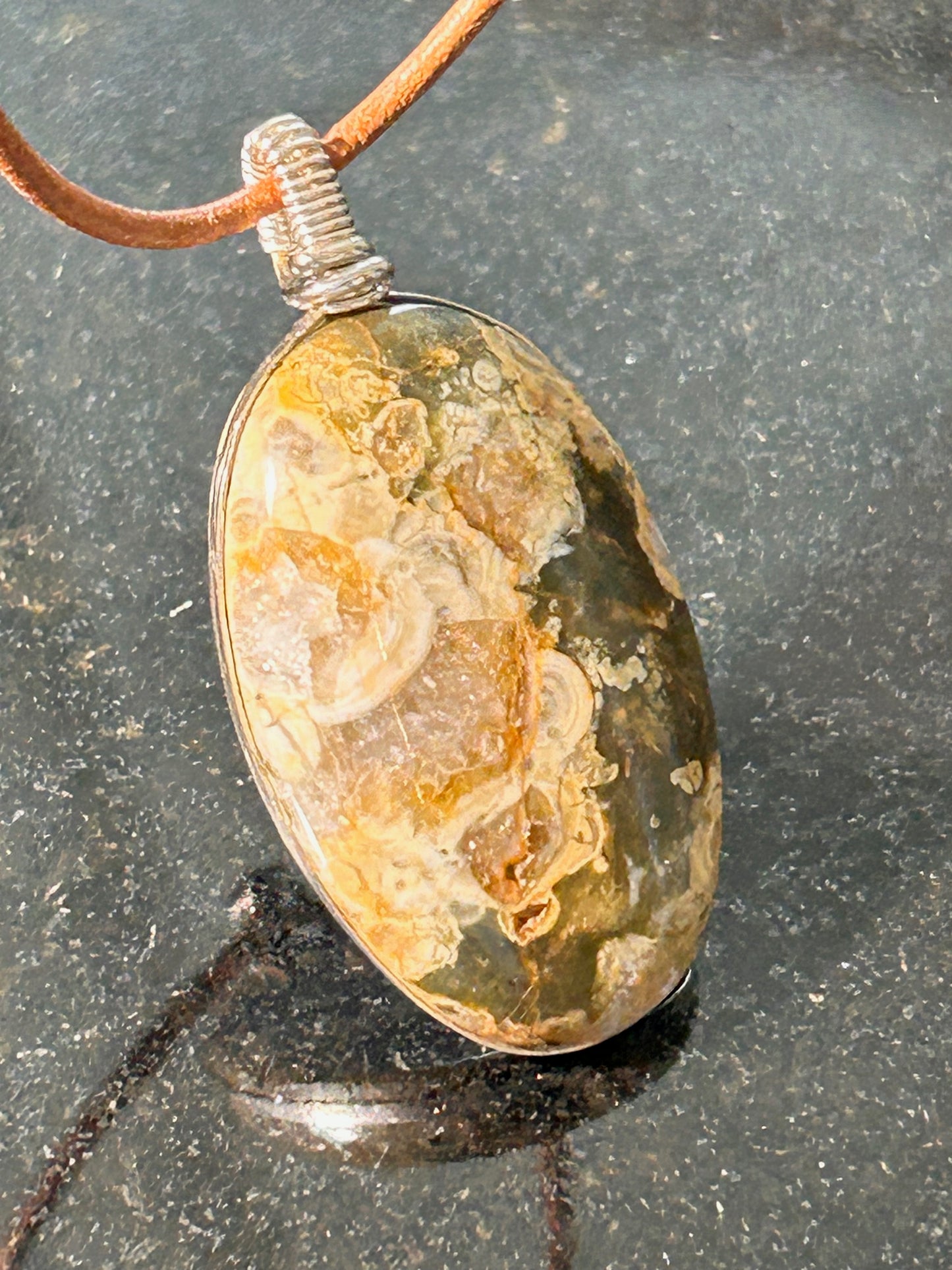Mushroom Rhyolite Oval Pendant