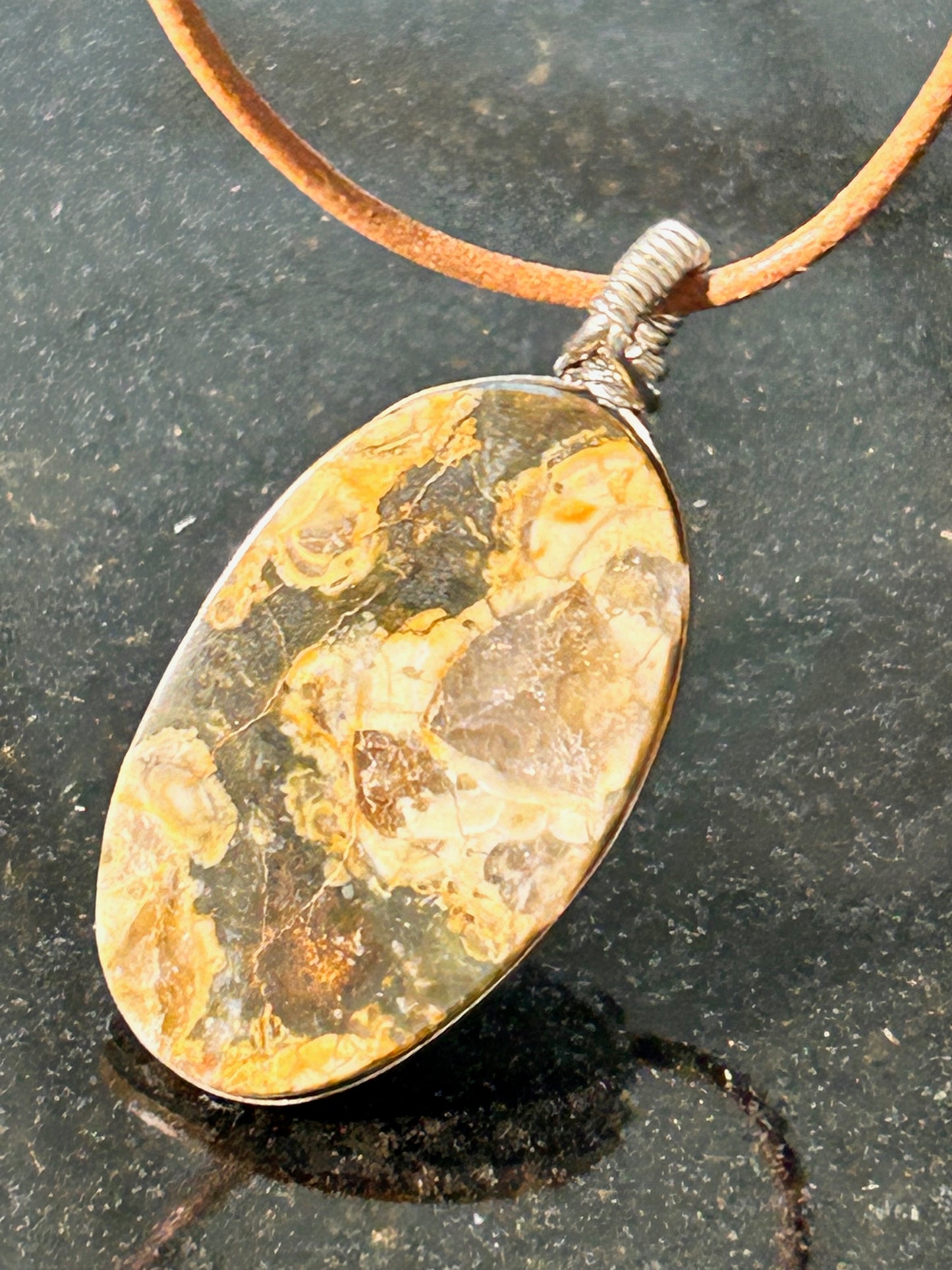 Mushroom Rhyolite Oval Pendant