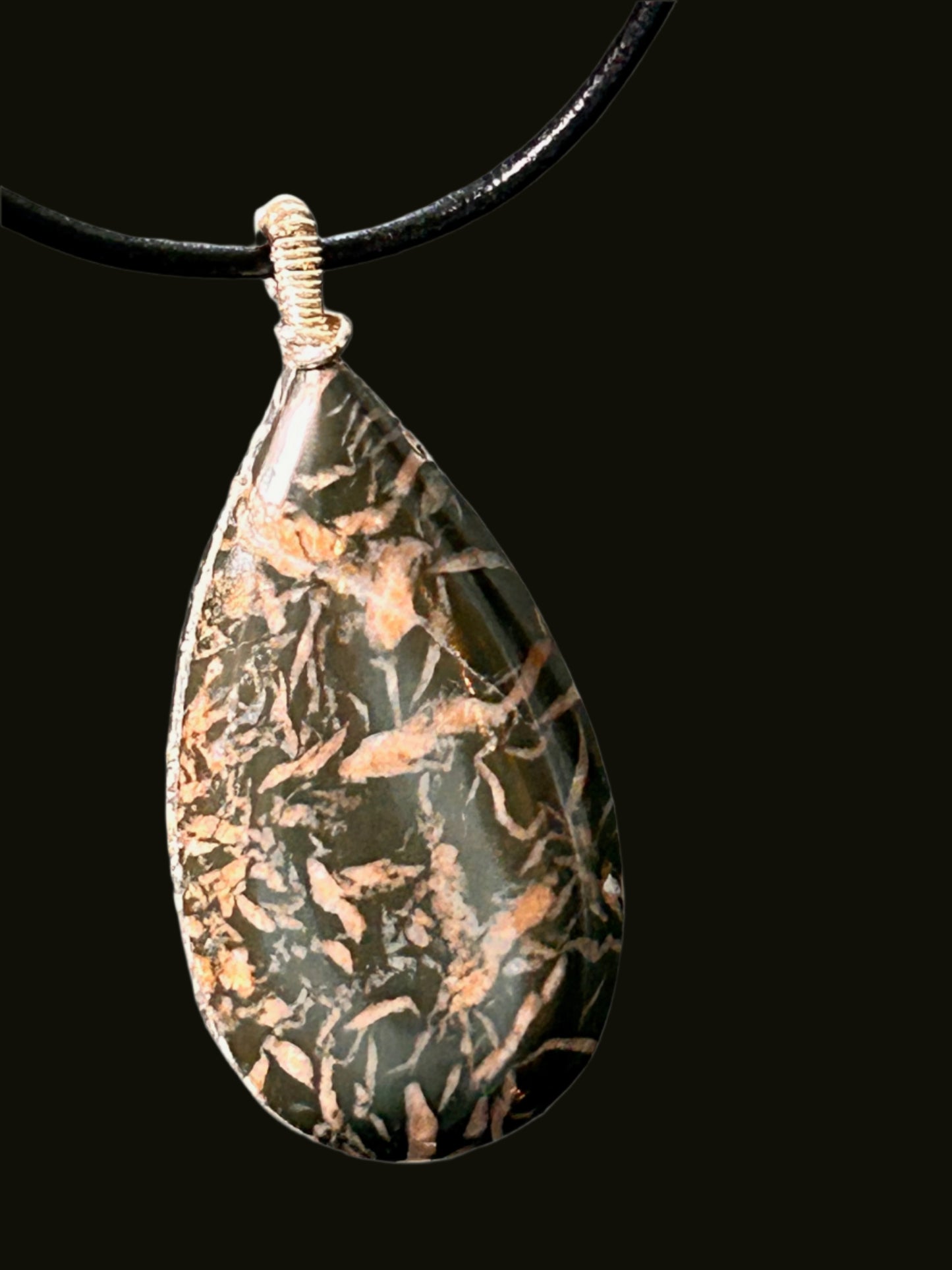 Black Jasper Teardrop Pendant
