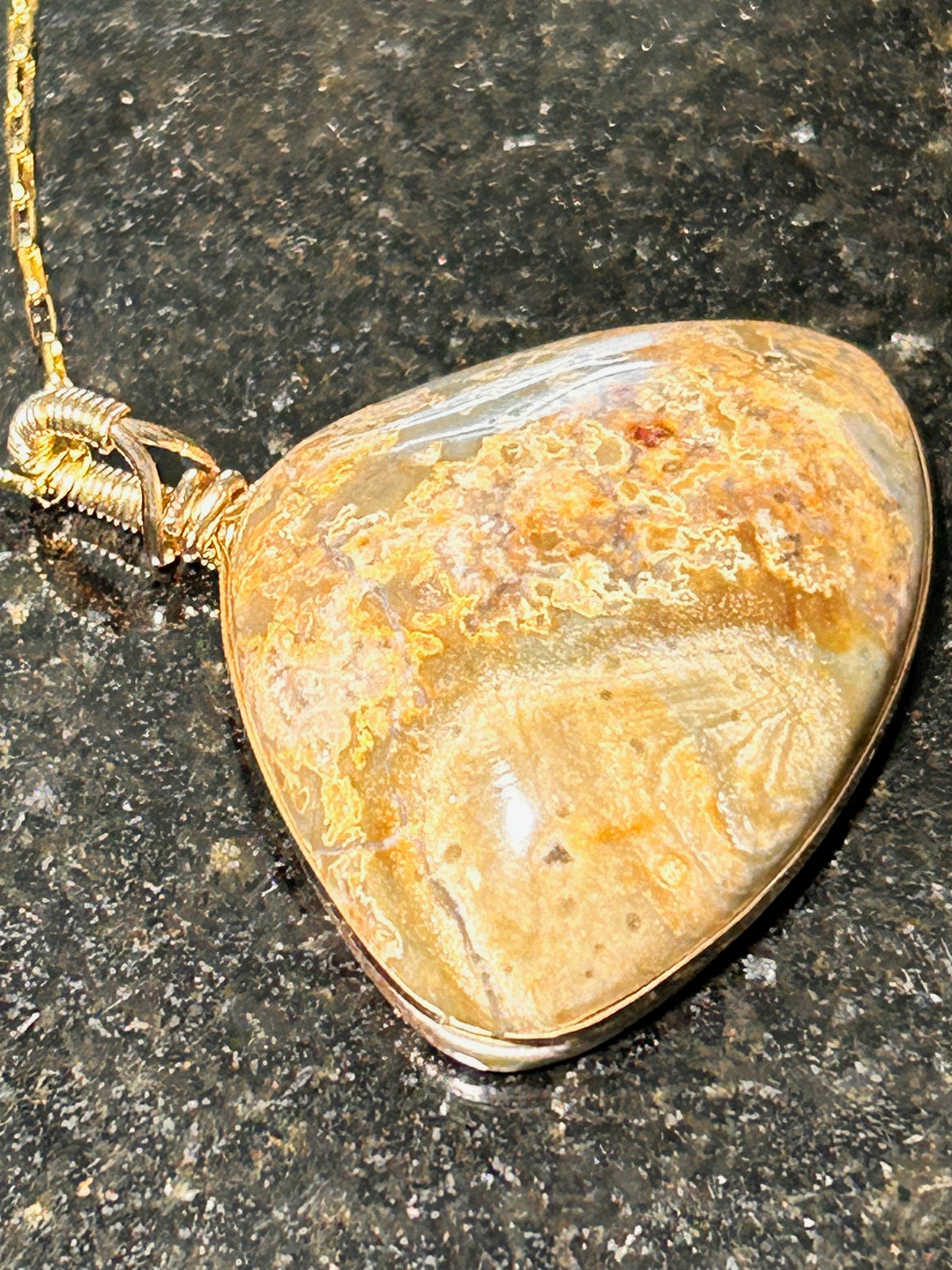 Mushroom Rhyolite Triangle Pendant