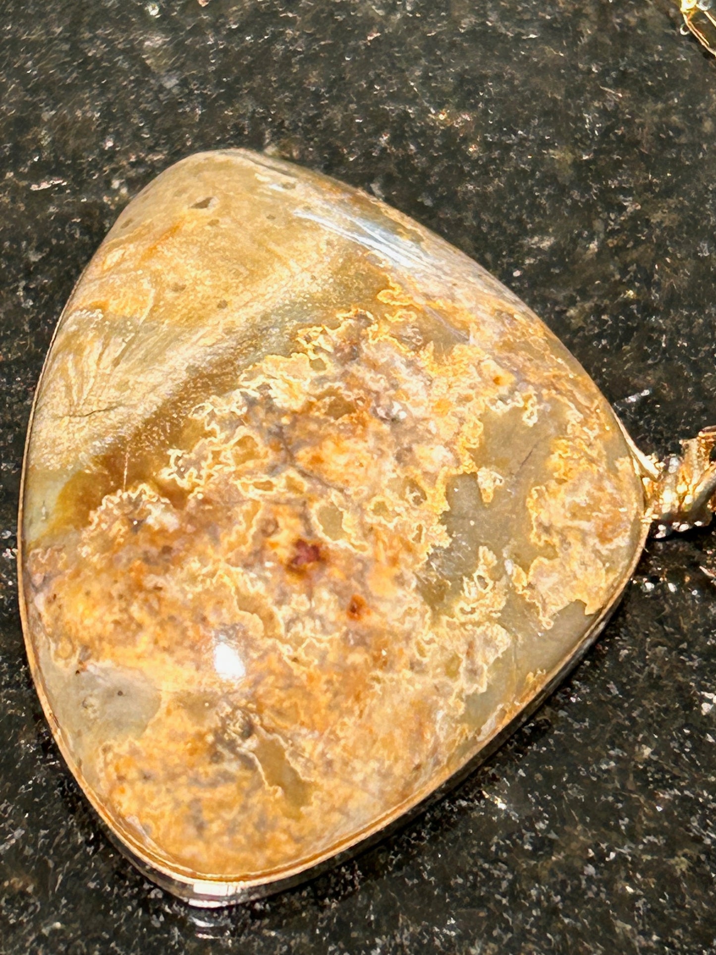 Mushroom Rhyolite Triangle Pendant