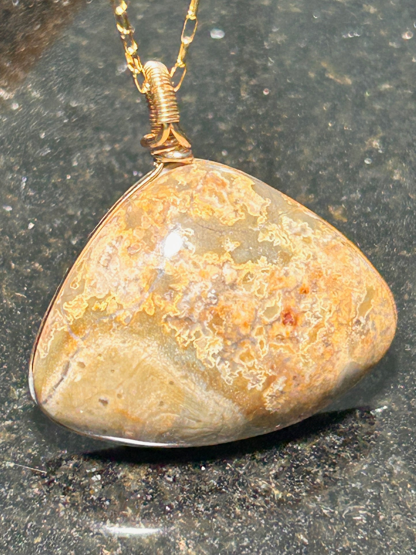 Mushroom Rhyolite Triangle Pendant