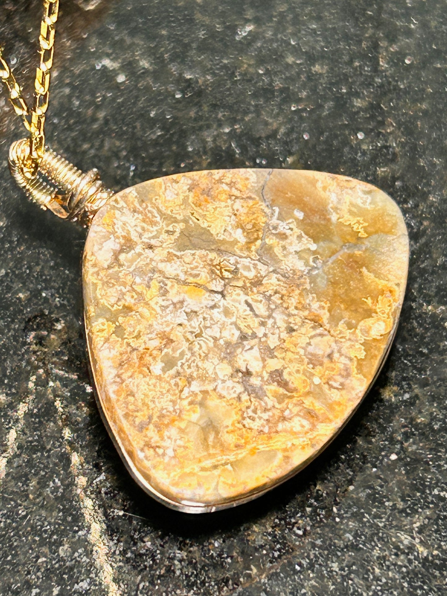 Mushroom Rhyolite Triangle Pendant