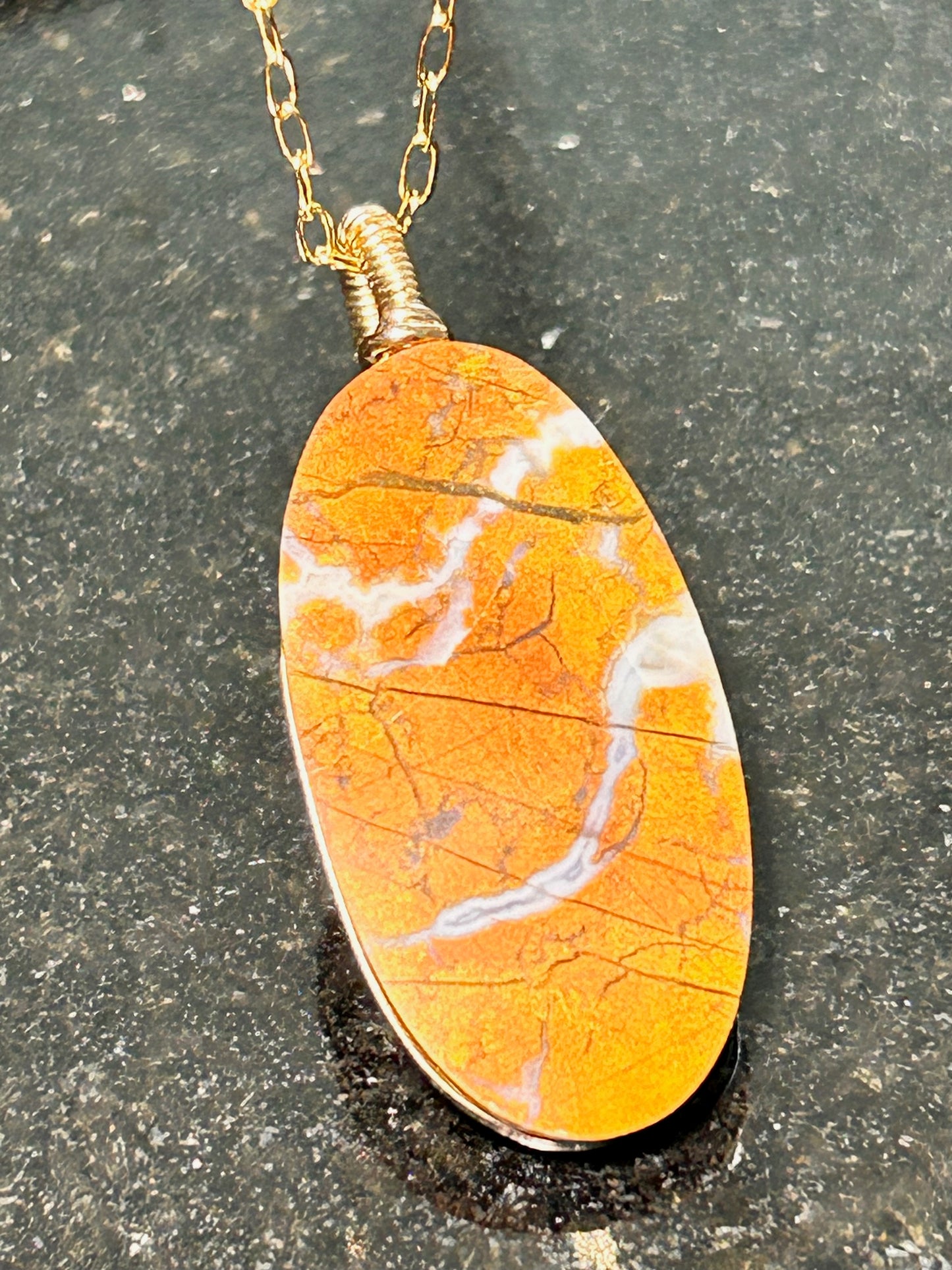 Cayucos Creek Jasper Agate Oval Pendant