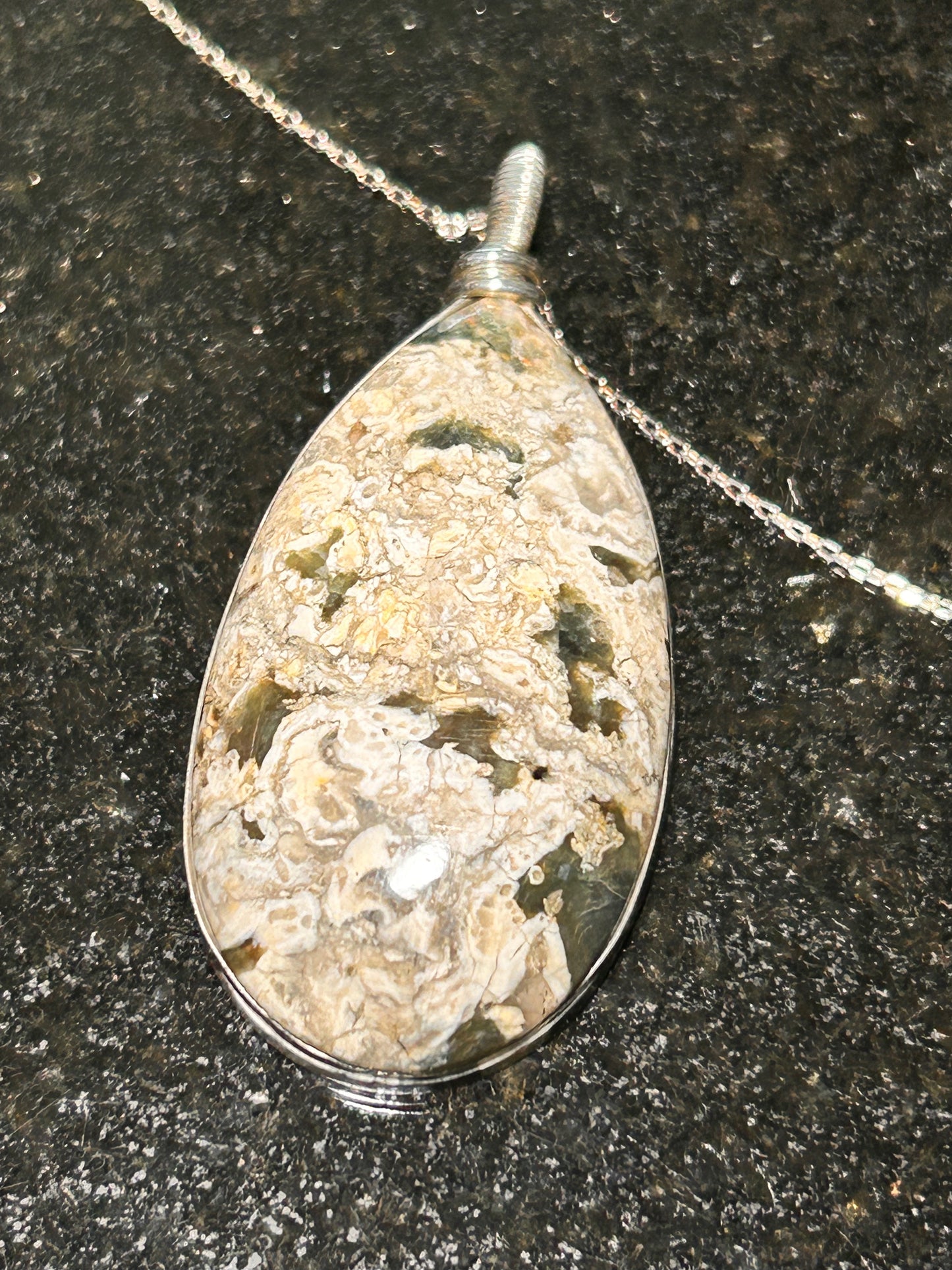 Mushroom Rhyolite Teardrop Pendant