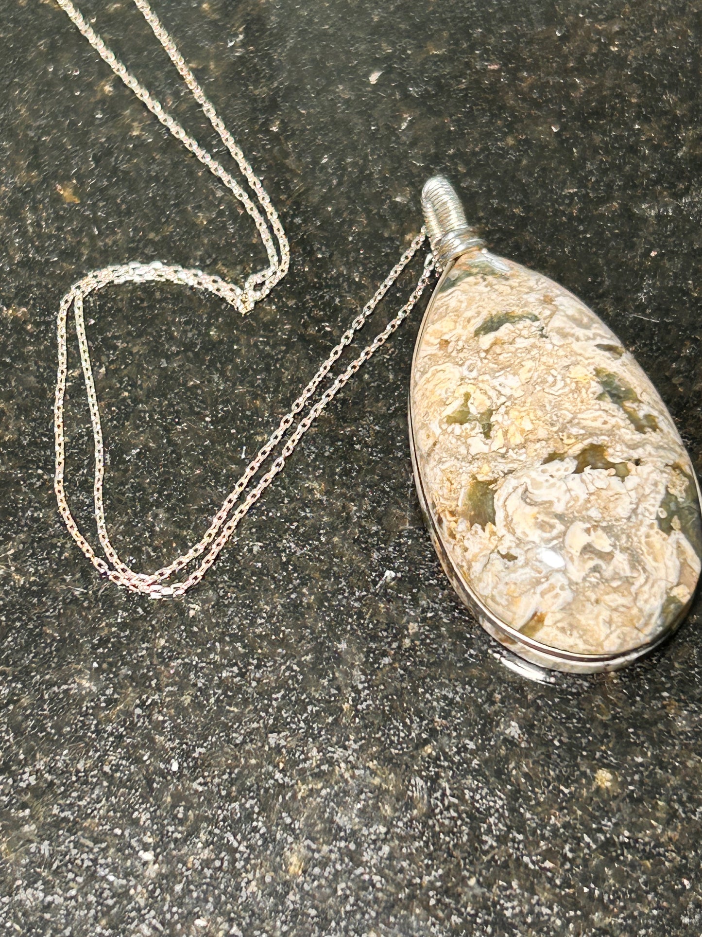 Mushroom Rhyolite Teardrop Pendant