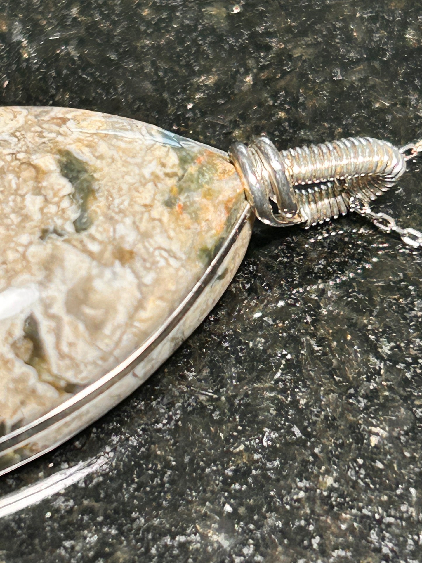 Mushroom Rhyolite Teardrop Pendant