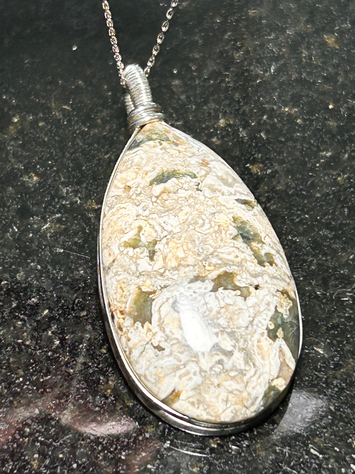 Mushroom Rhyolite Teardrop Pendant