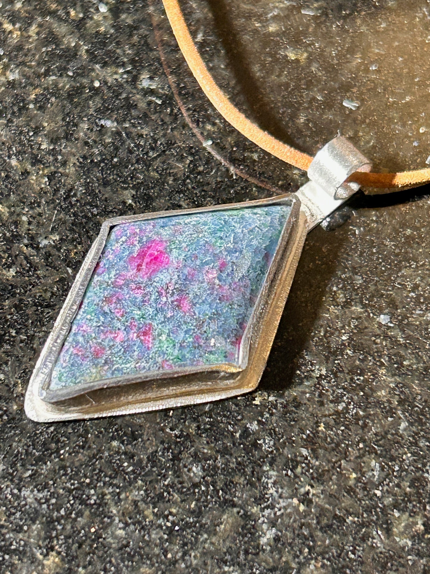Ruby & Sapphire Diamond-Shape Pendant