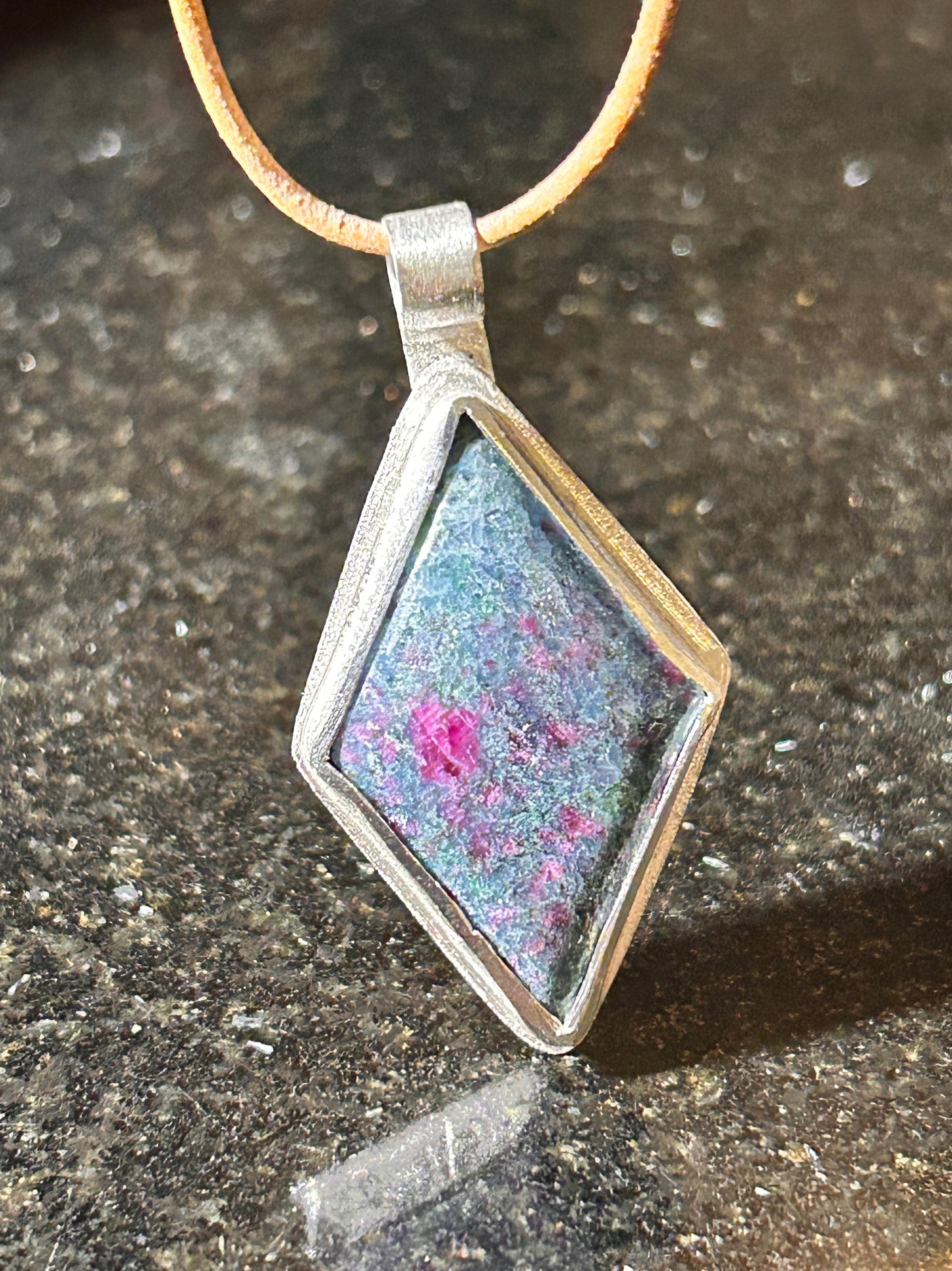 Ruby & Sapphire Diamond-Shape Pendant