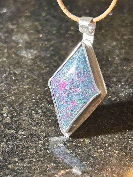 Ruby & Sapphire Diamond-Shape Pendant