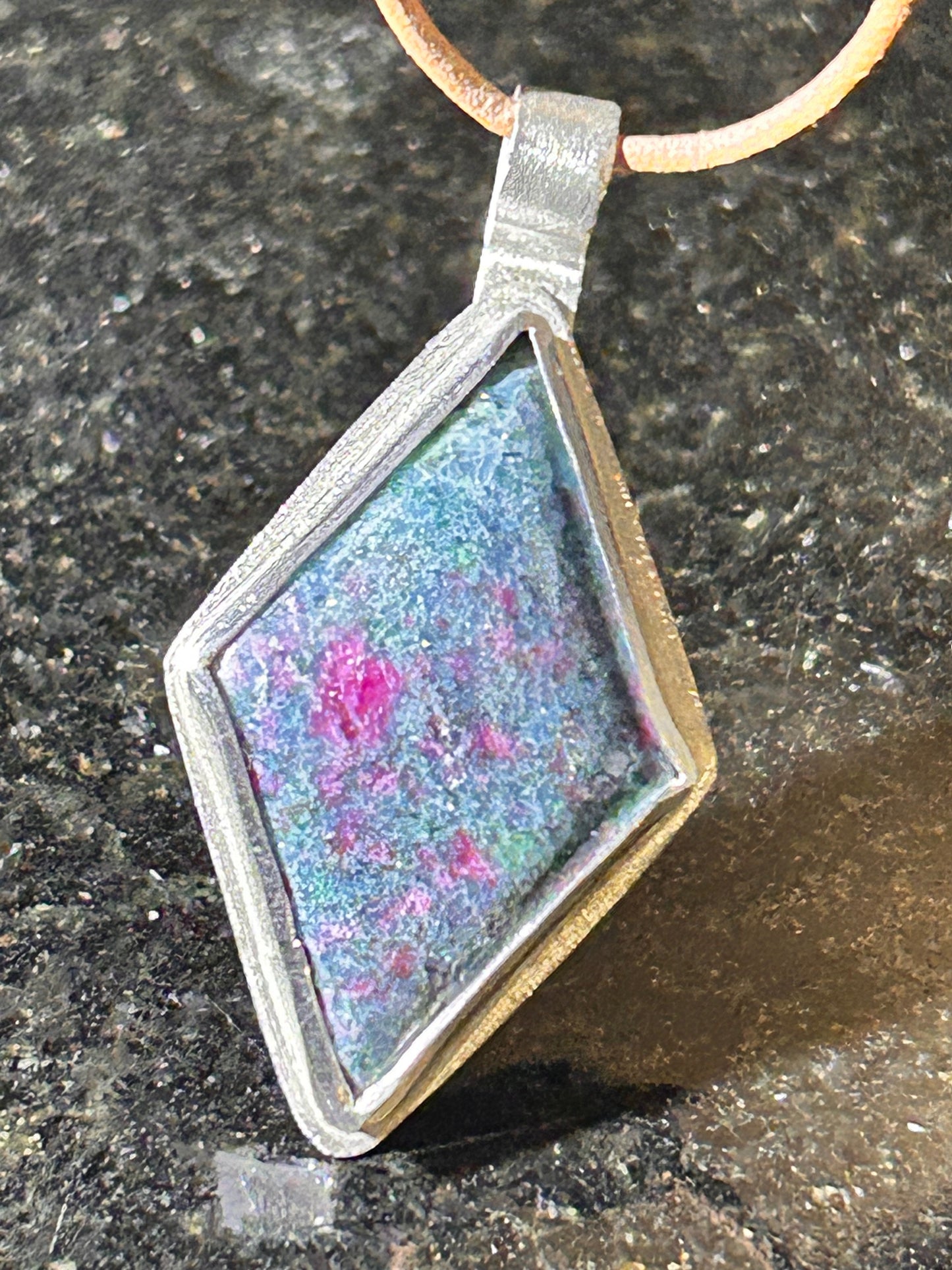 Ruby & Sapphire Diamond-Shape Pendant