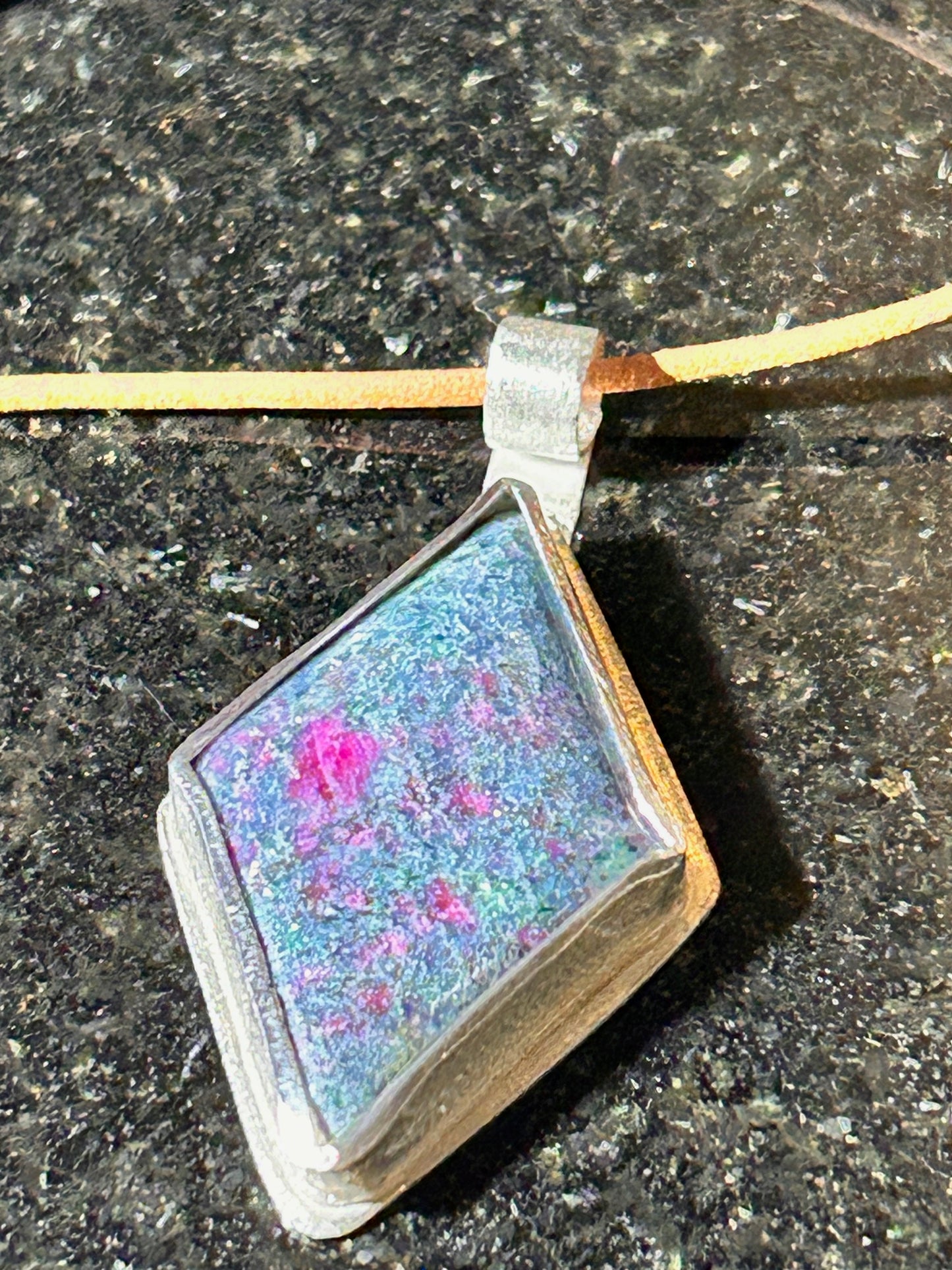 Ruby & Sapphire Diamond-Shape Pendant