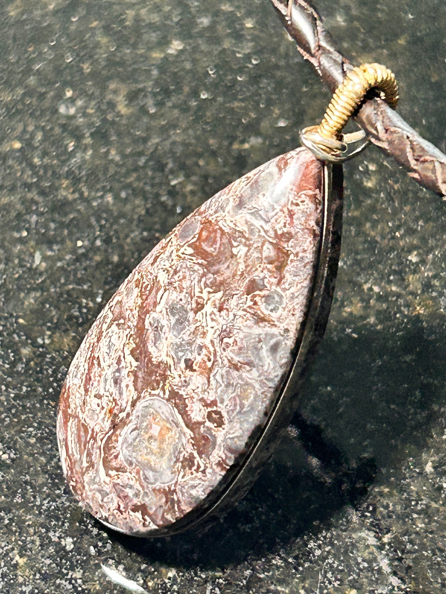 Purple Rhyolite Oval Pendant
