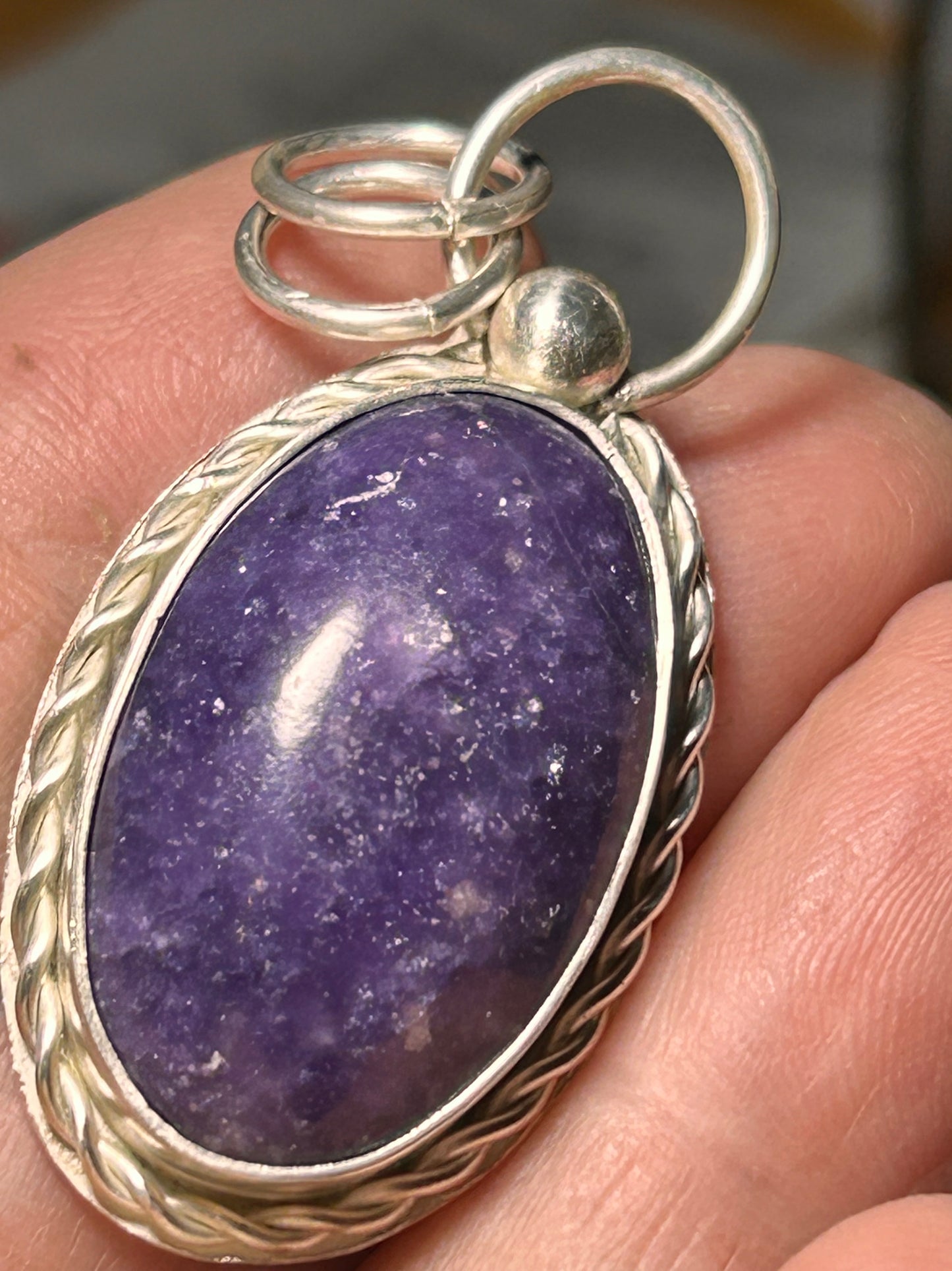 Lepidolite Oval Pendant