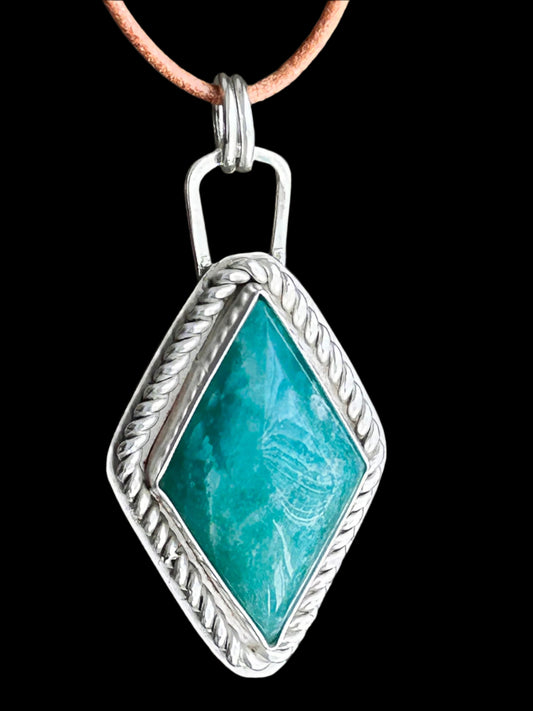 Amazonite Diamond Shape Pendant