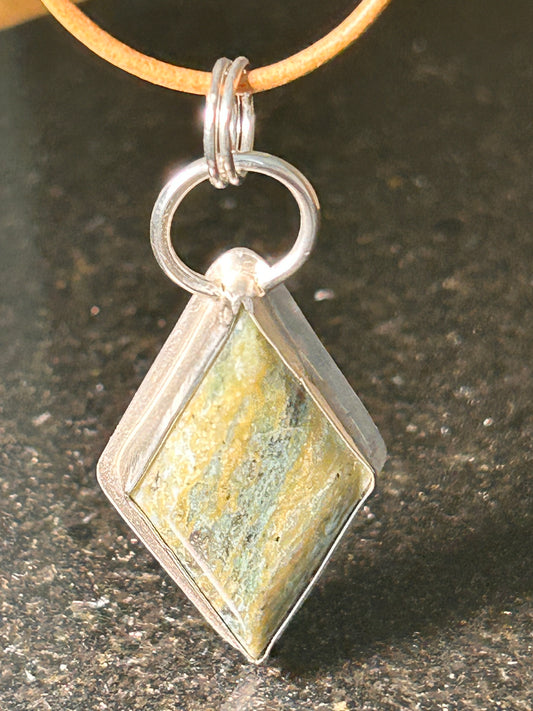 Plasma Agate Diamond Shaped Pendant