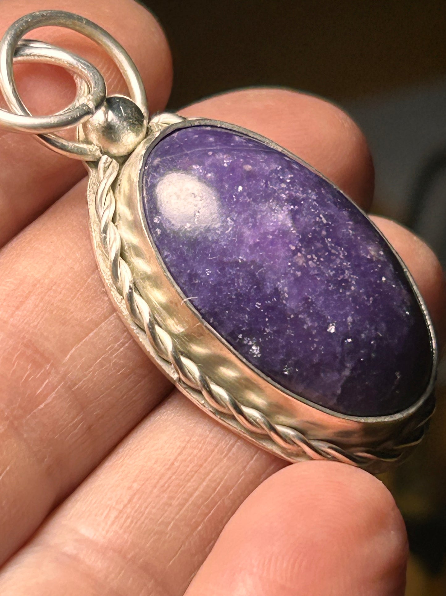 Lepidolite Oval Pendant