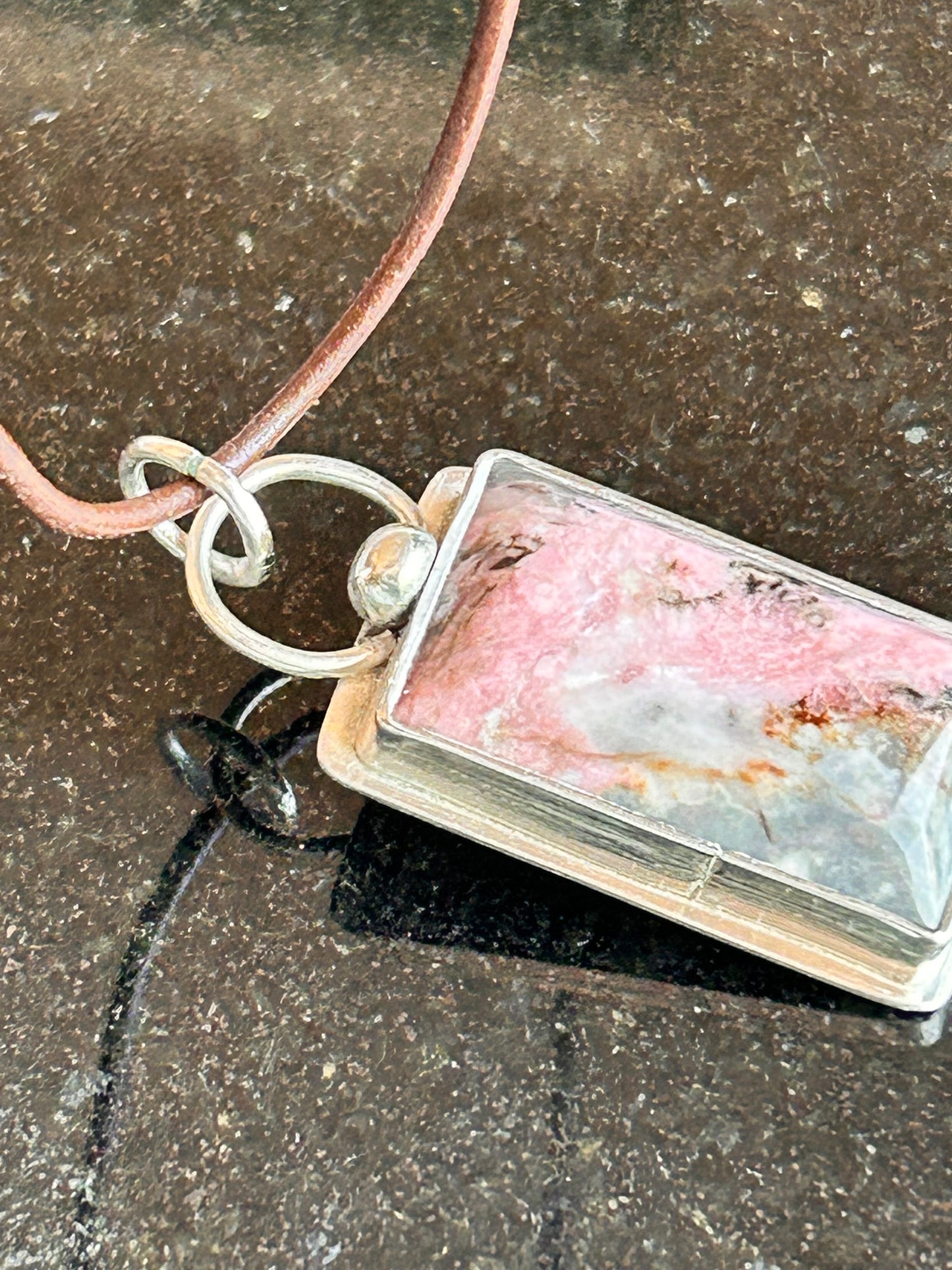 Rhodonite Rectangle Pendant