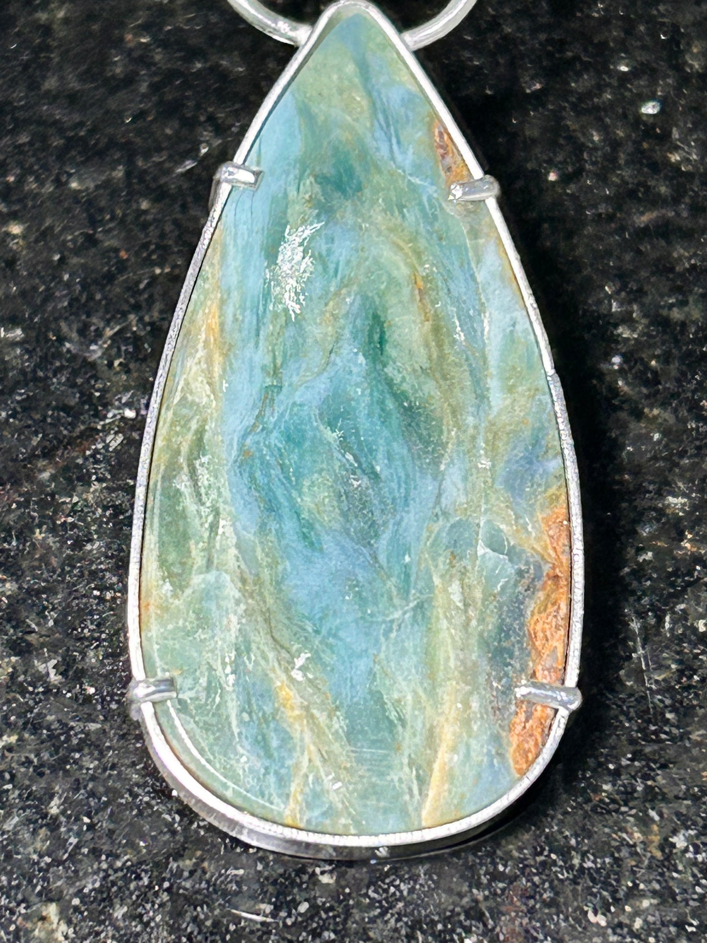 Plasma Agate Teardrop Pendant