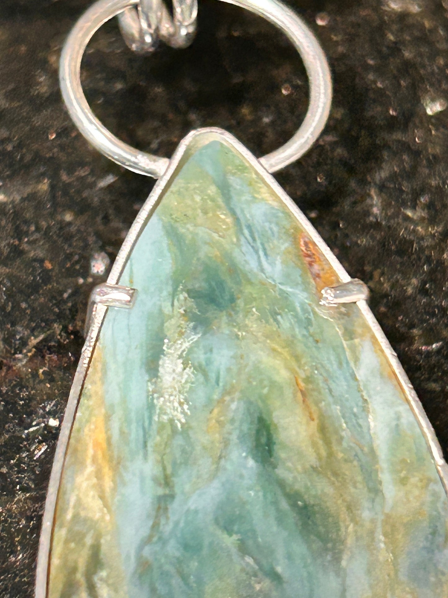 Plasma Agate Teardrop Pendant