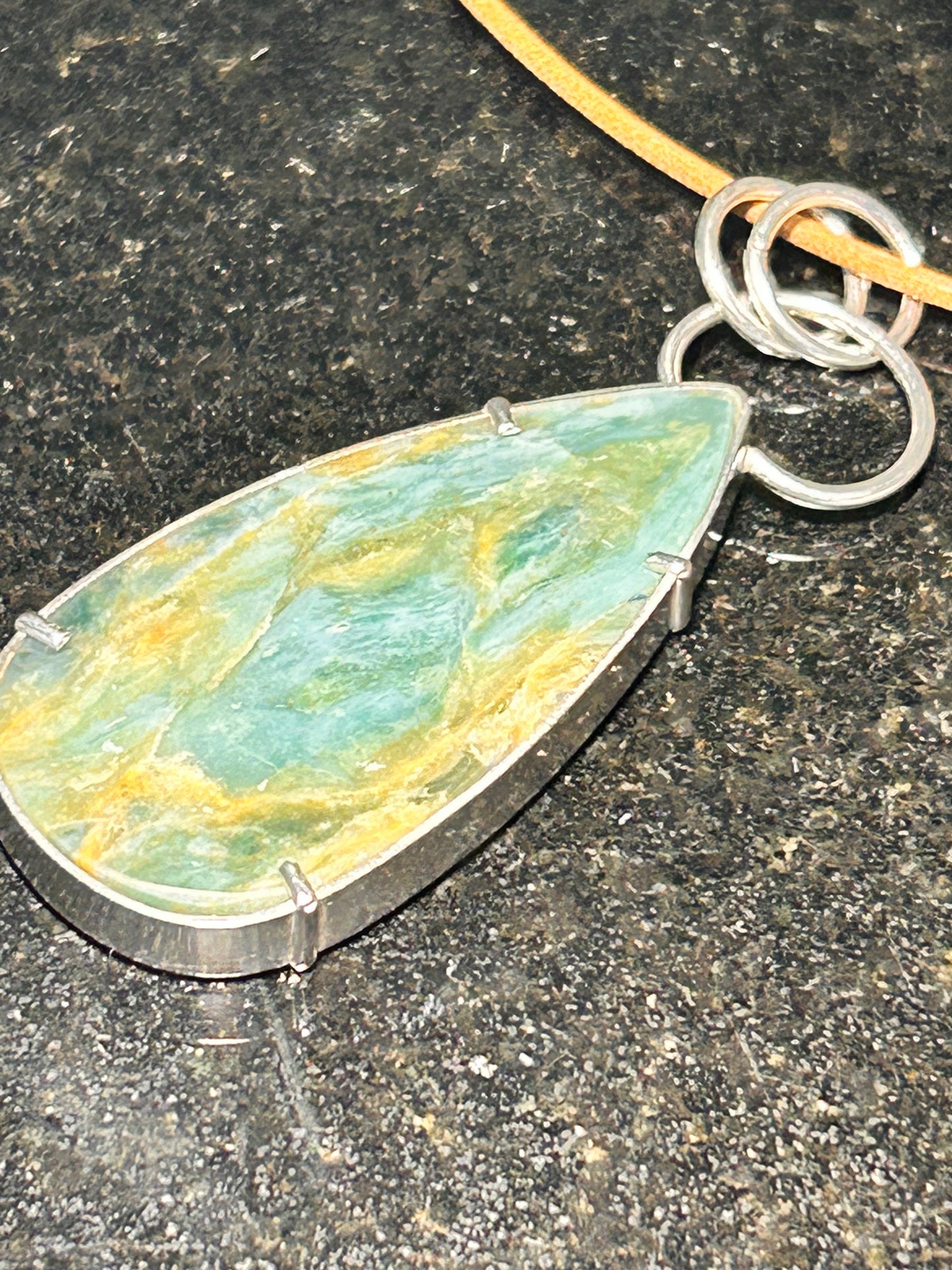 Plasma Agate Teardrop Pendant
