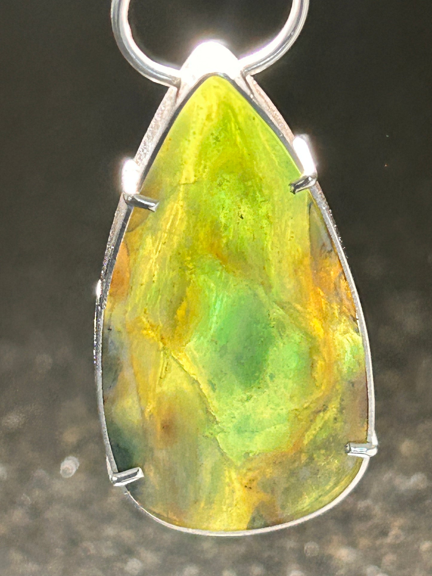 Plasma Agate Teardrop Pendant