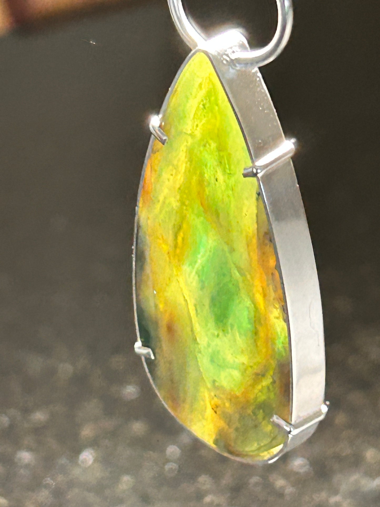 Plasma Agate Teardrop Pendant