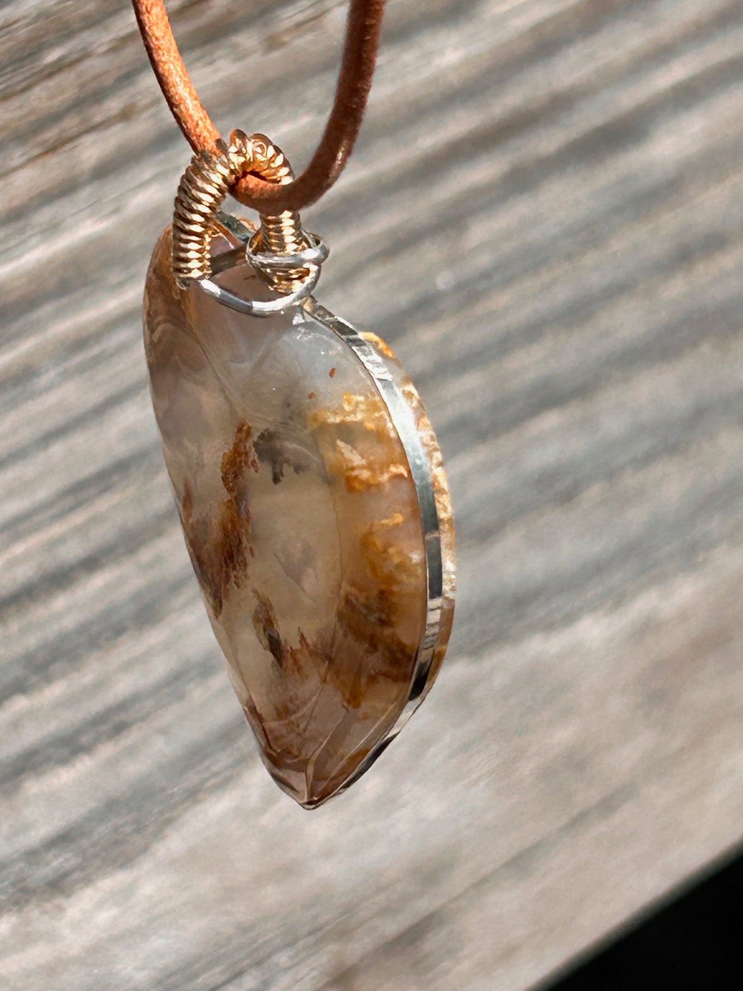 Graveyard Point Plume Agate Heart Pendant