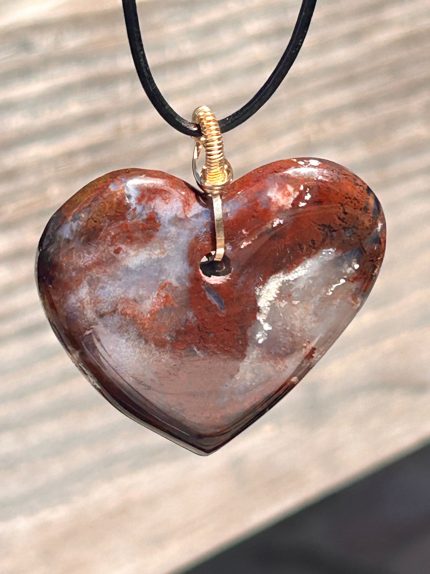 Arizona Red Jasper Agate Heart Pendant