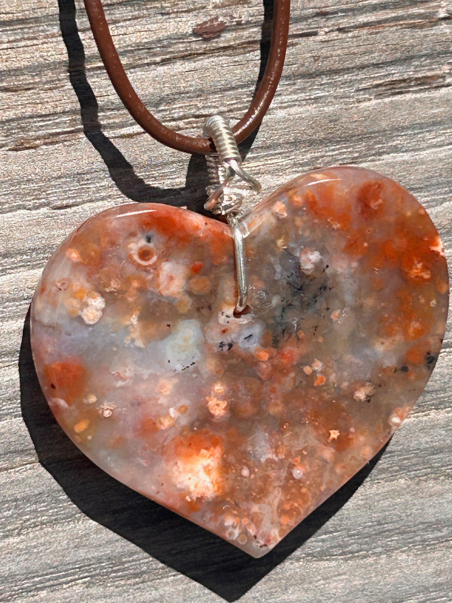 Cosmic Jasper Agate Heart Pendant