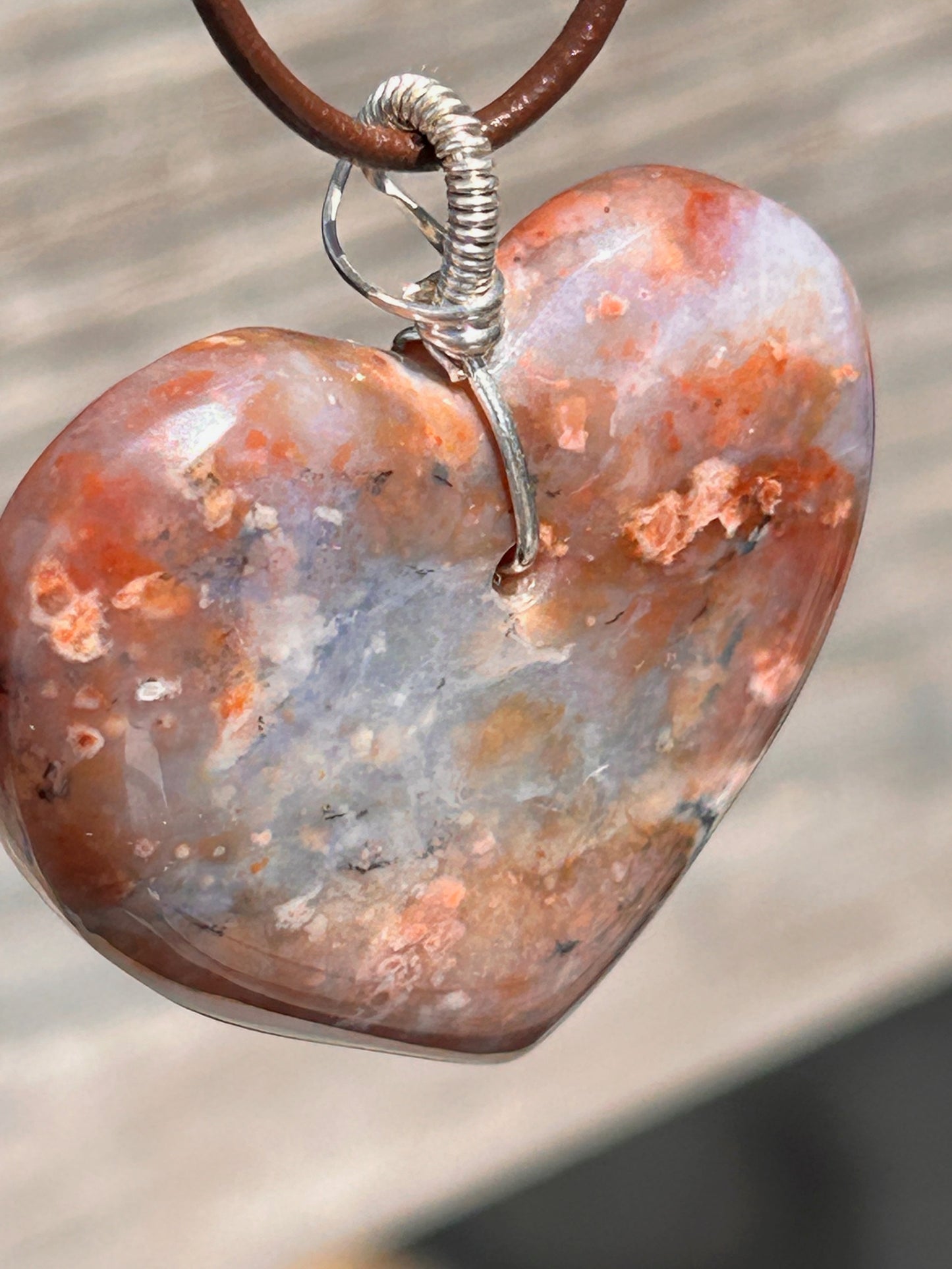 Cosmic Jasper Agate Heart Pendant