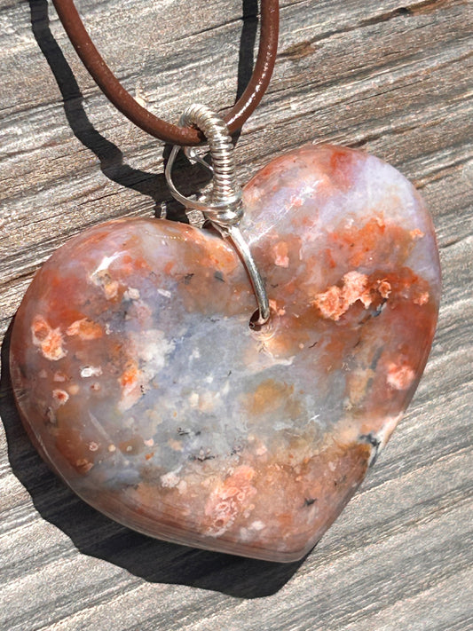 Cosmic Jasper Agate Heart Pendant