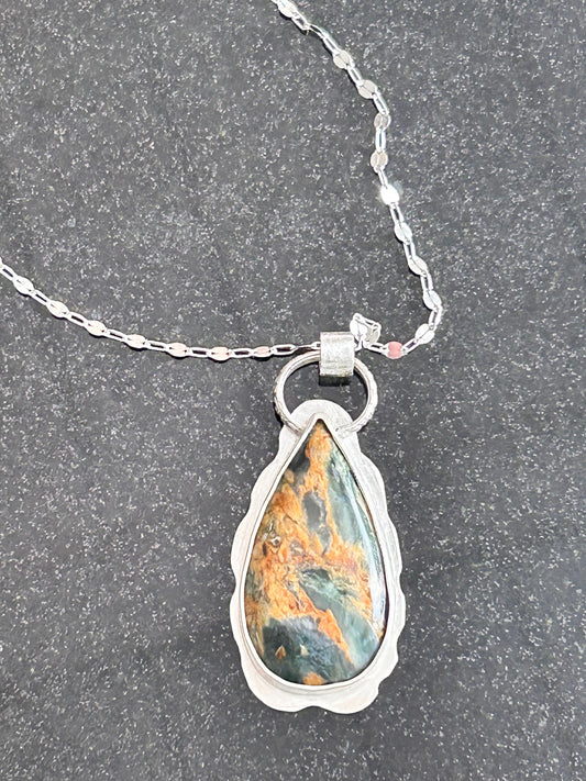 Plasma Agate Teardrop Pendant