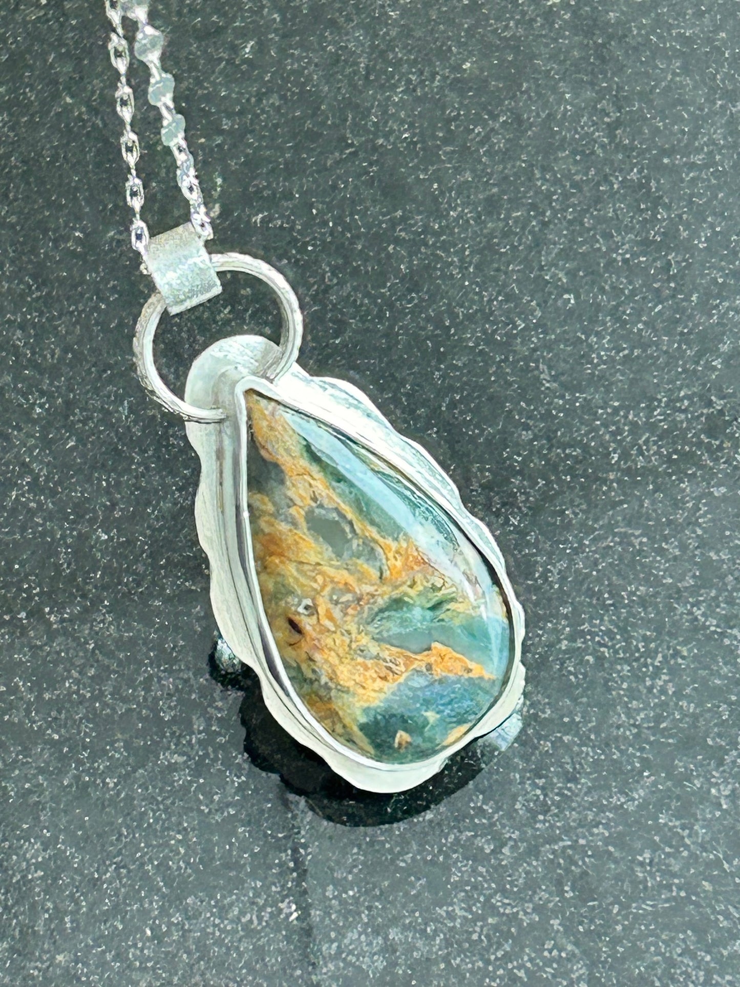 Plasma Agate Teardrop Pendant