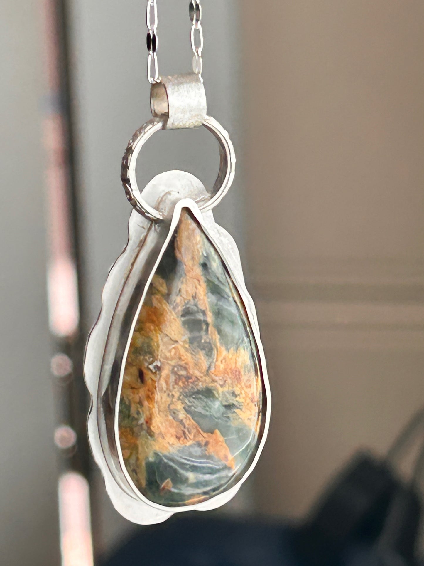 Plasma Agate Teardrop Pendant