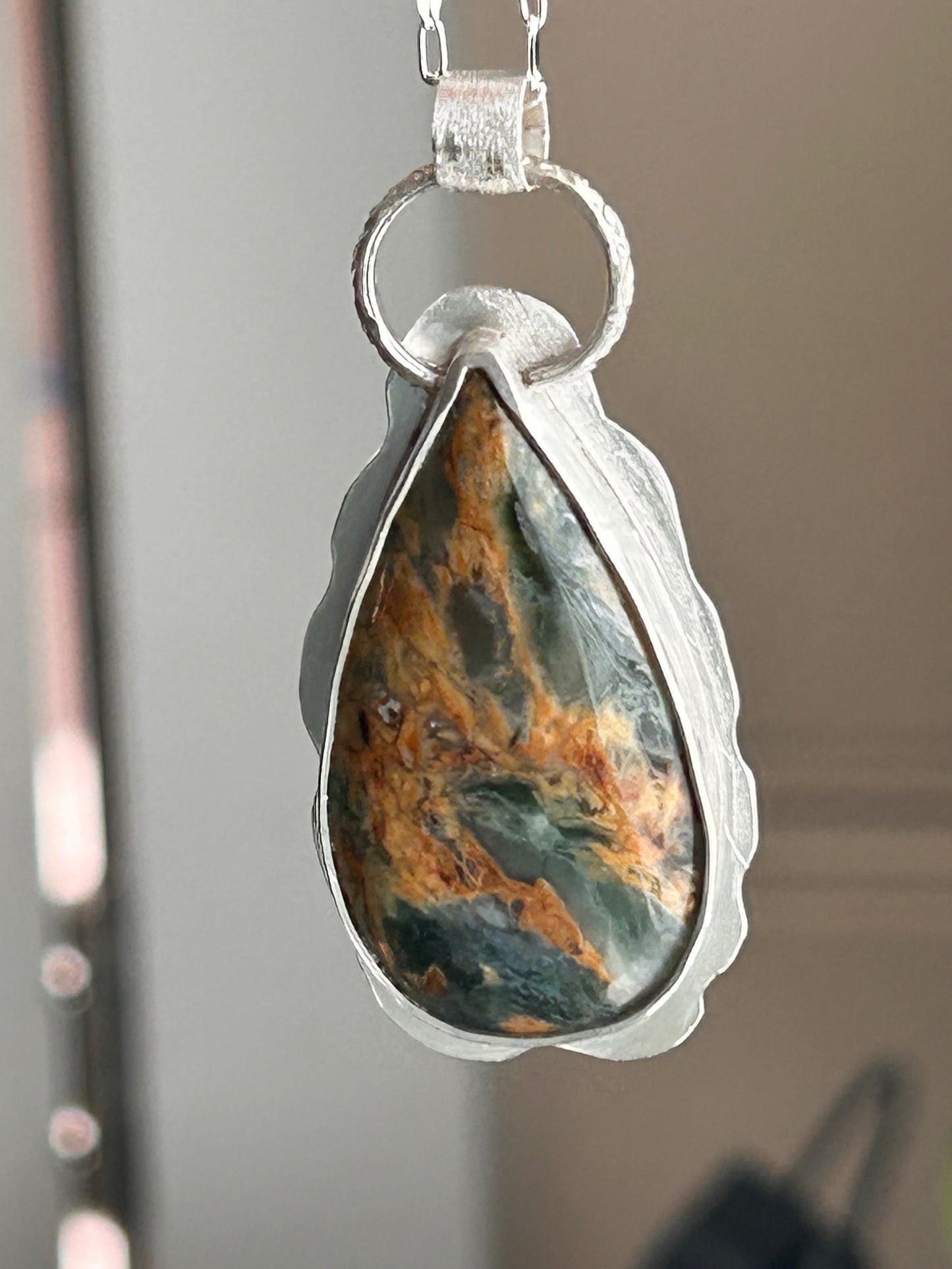 Plasma Agate Teardrop Pendant
