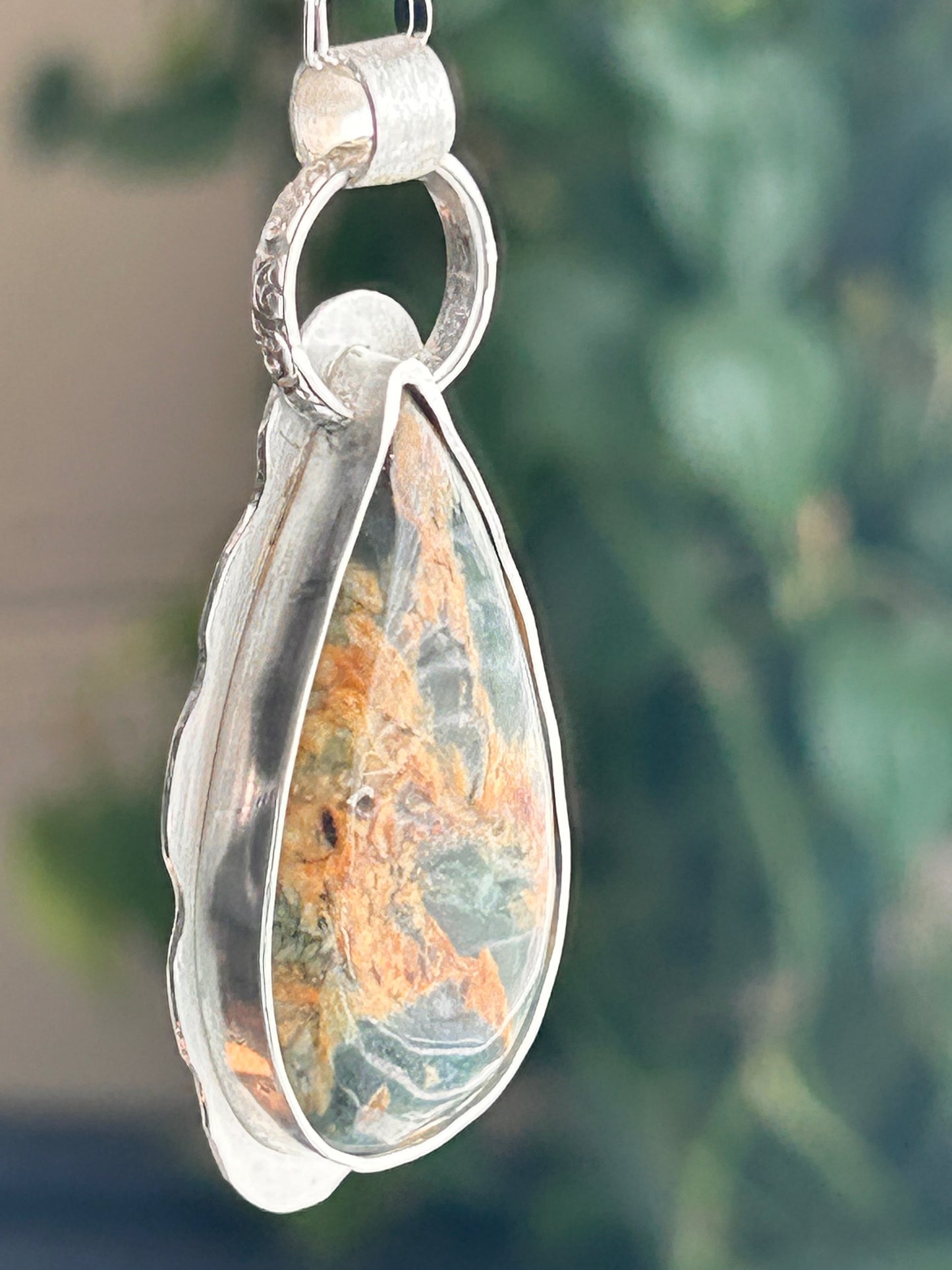 Plasma Agate Teardrop Pendant